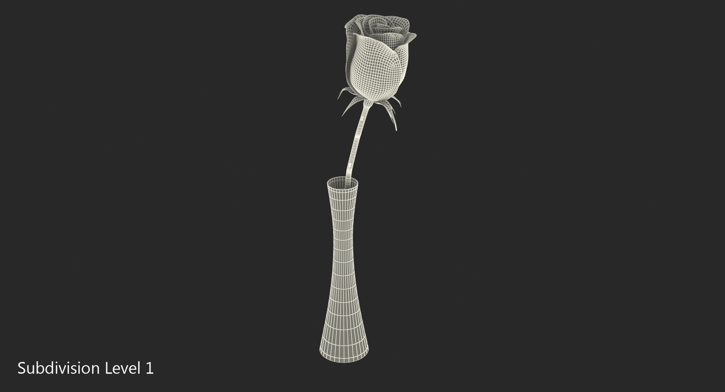 3D Red Rose in Vase