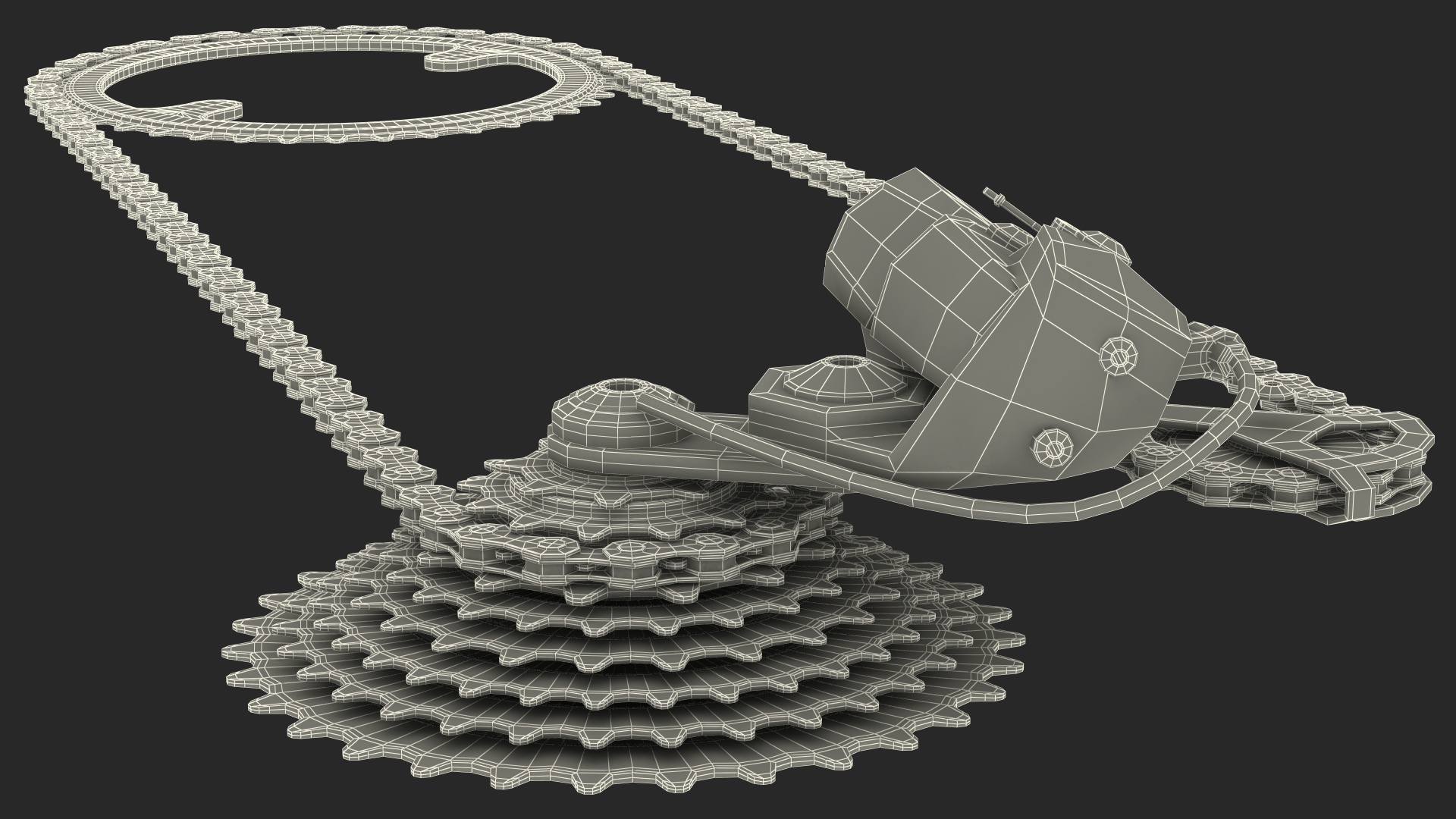 Bicycle Derailleur with Chain 3D model