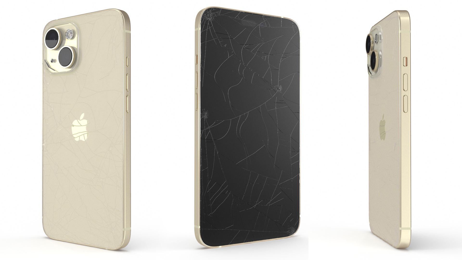 3D model IPhone 15 Plus Golden Cracked Glass