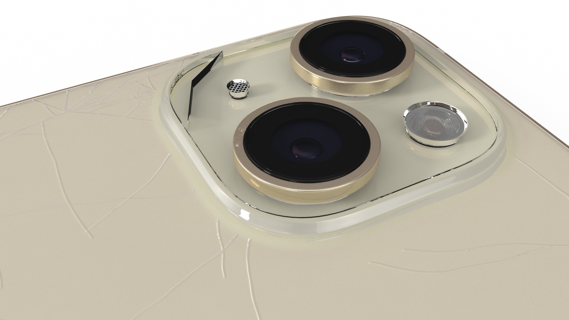 3D model IPhone 15 Plus Golden Cracked Glass