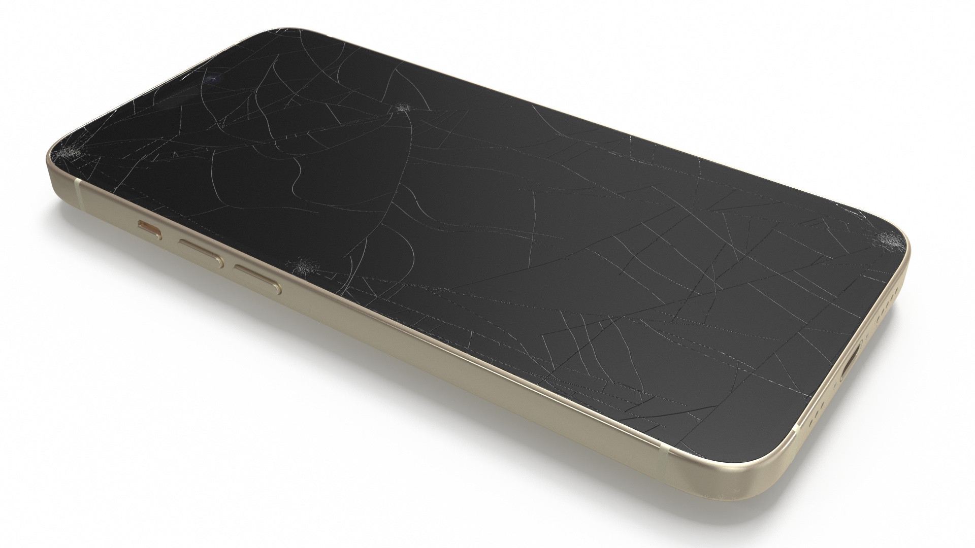 3D model IPhone 15 Plus Golden Cracked Glass