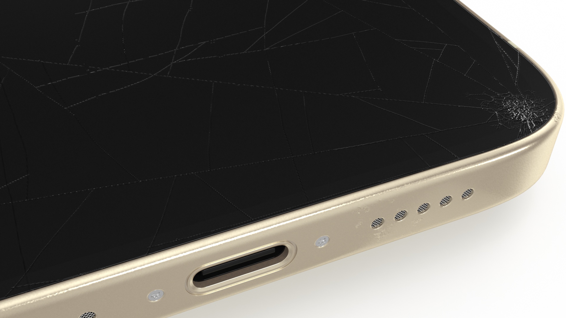 3D model IPhone 15 Plus Golden Cracked Glass