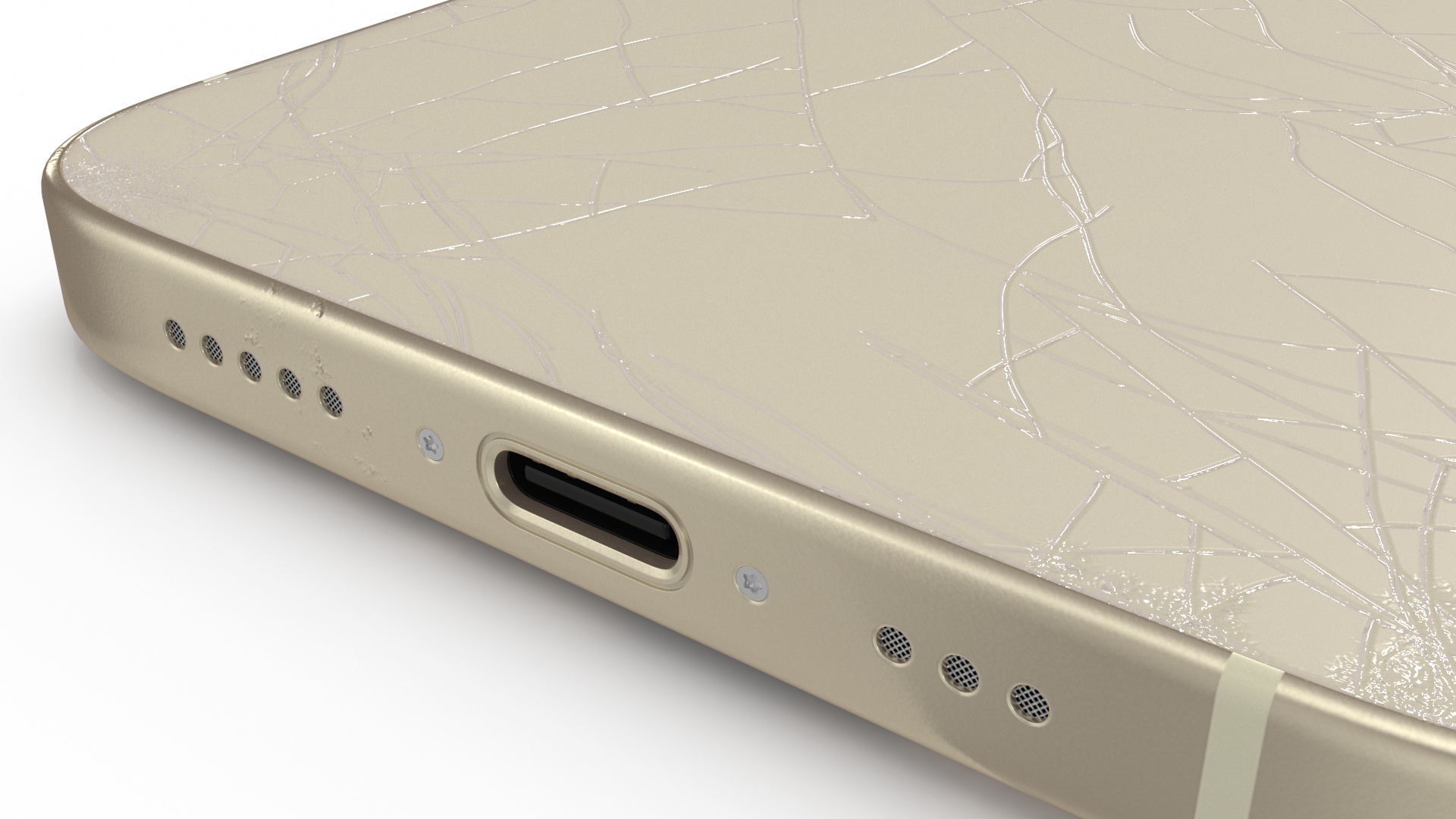 3D model IPhone 15 Plus Golden Cracked Glass