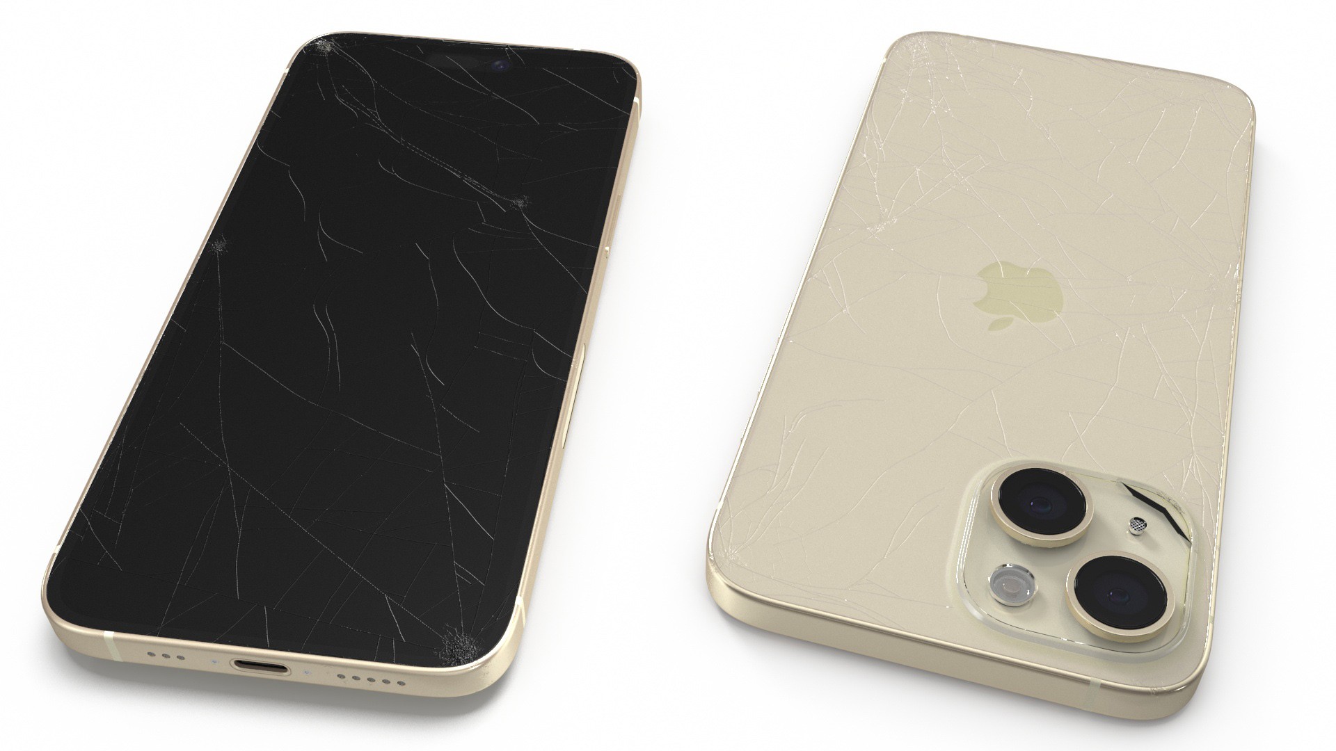 3D model IPhone 15 Plus Golden Cracked Glass