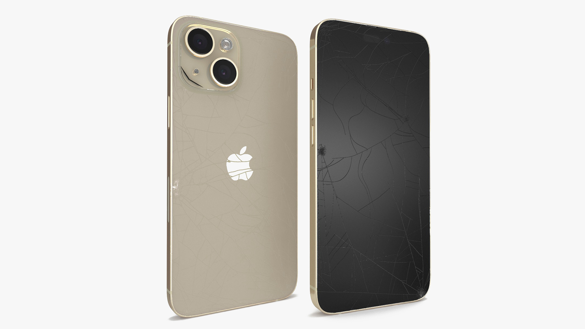 3D model IPhone 15 Plus Golden Cracked Glass