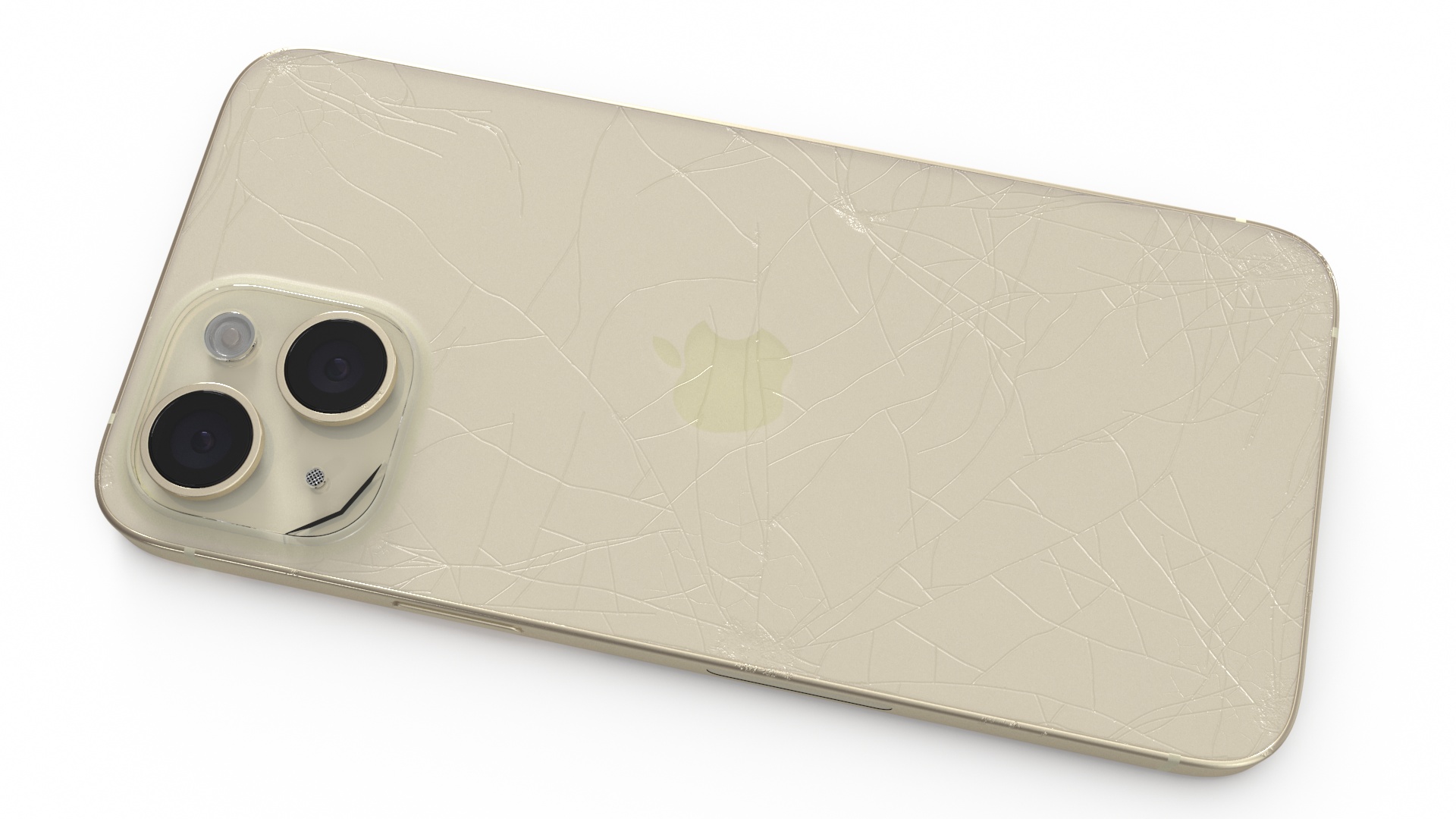 3D model IPhone 15 Plus Golden Cracked Glass