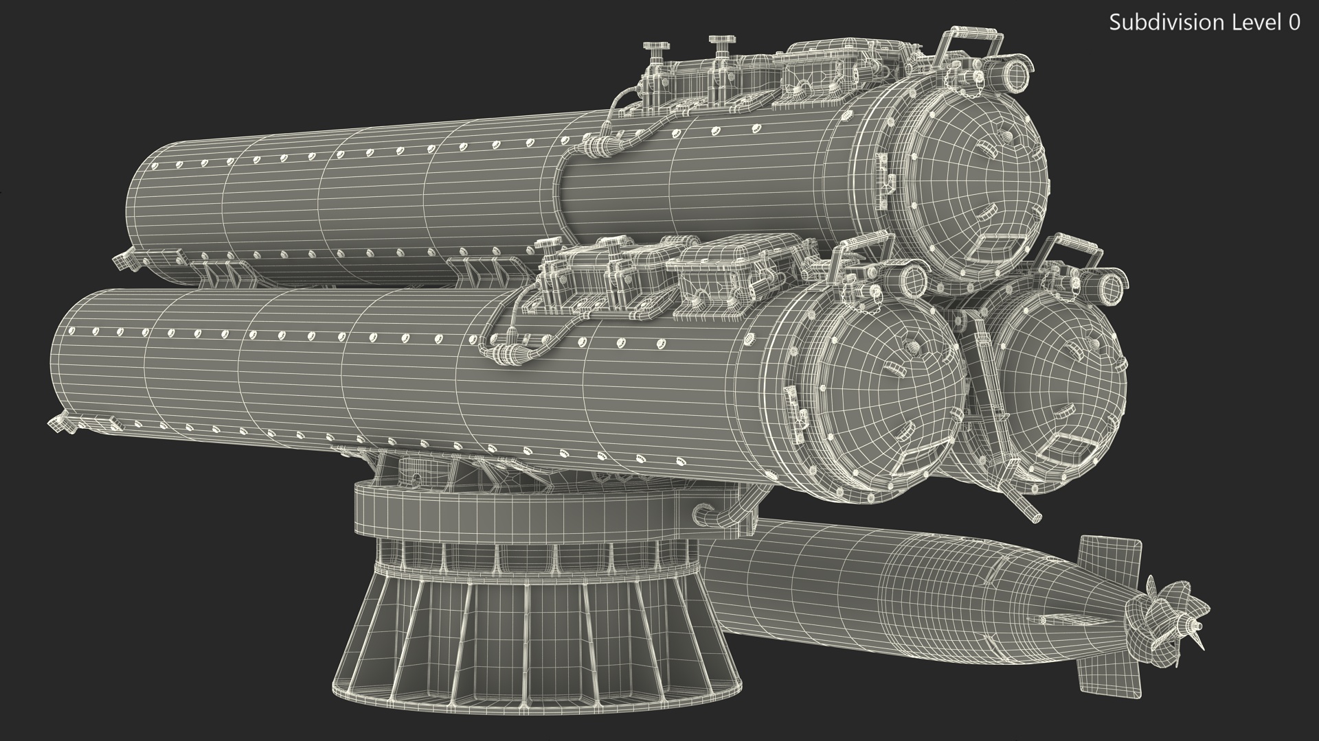 3D Submarine Torpedo Mark 46 and Launch System Mark 32