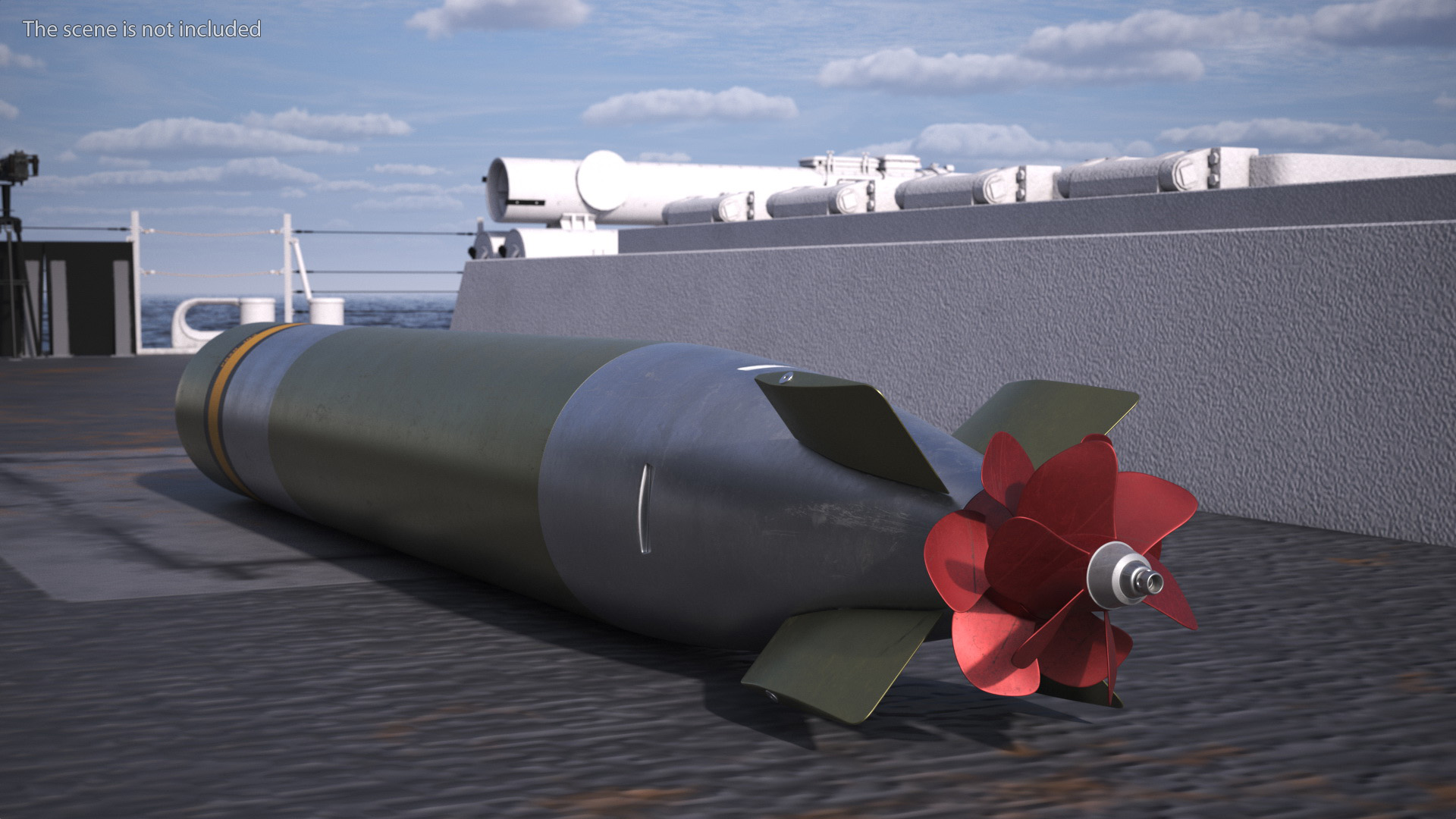 3D Submarine Torpedo Mark 46 and Launch System Mark 32