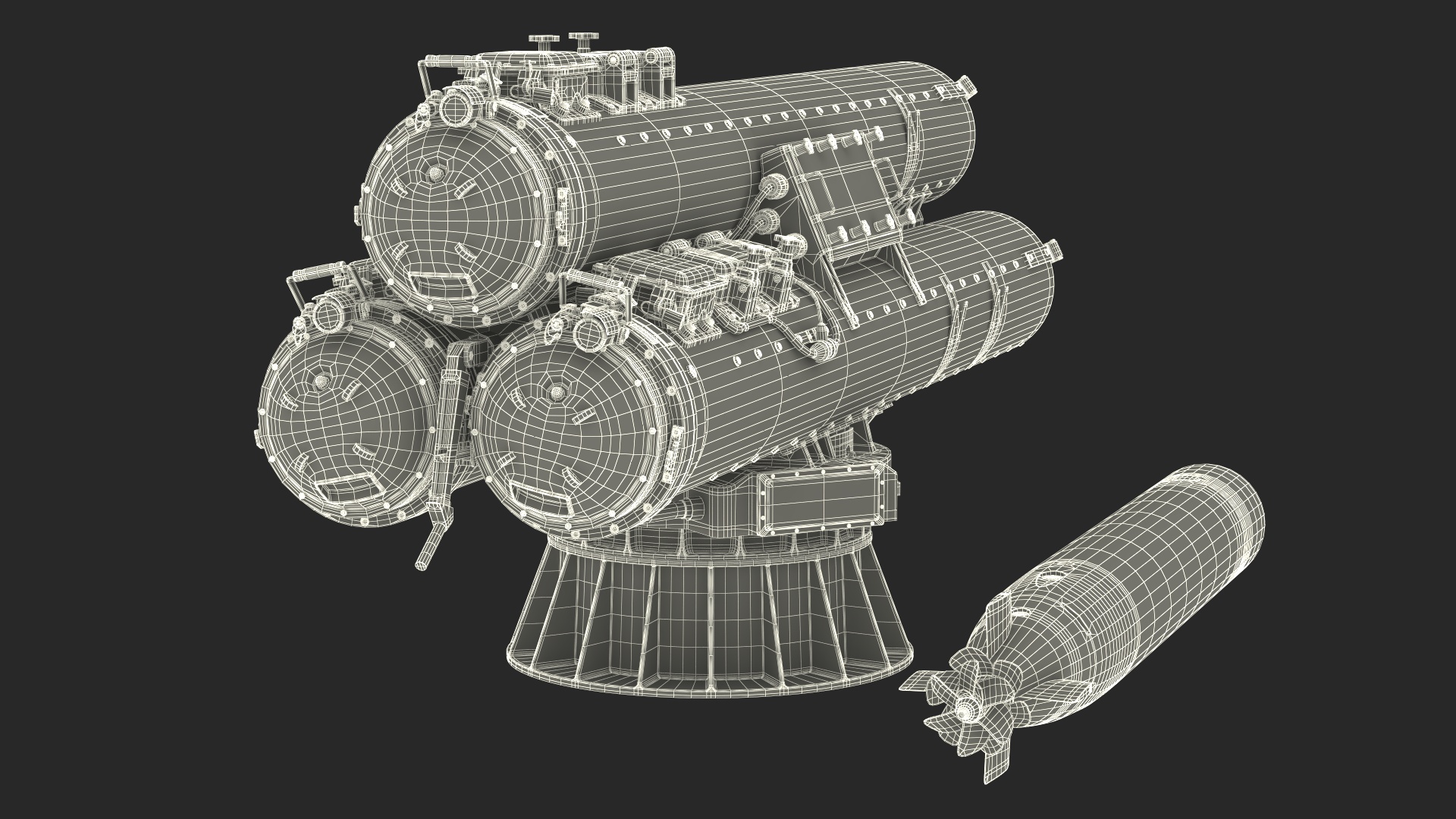 3D Submarine Torpedo Mark 46 and Launch System Mark 32