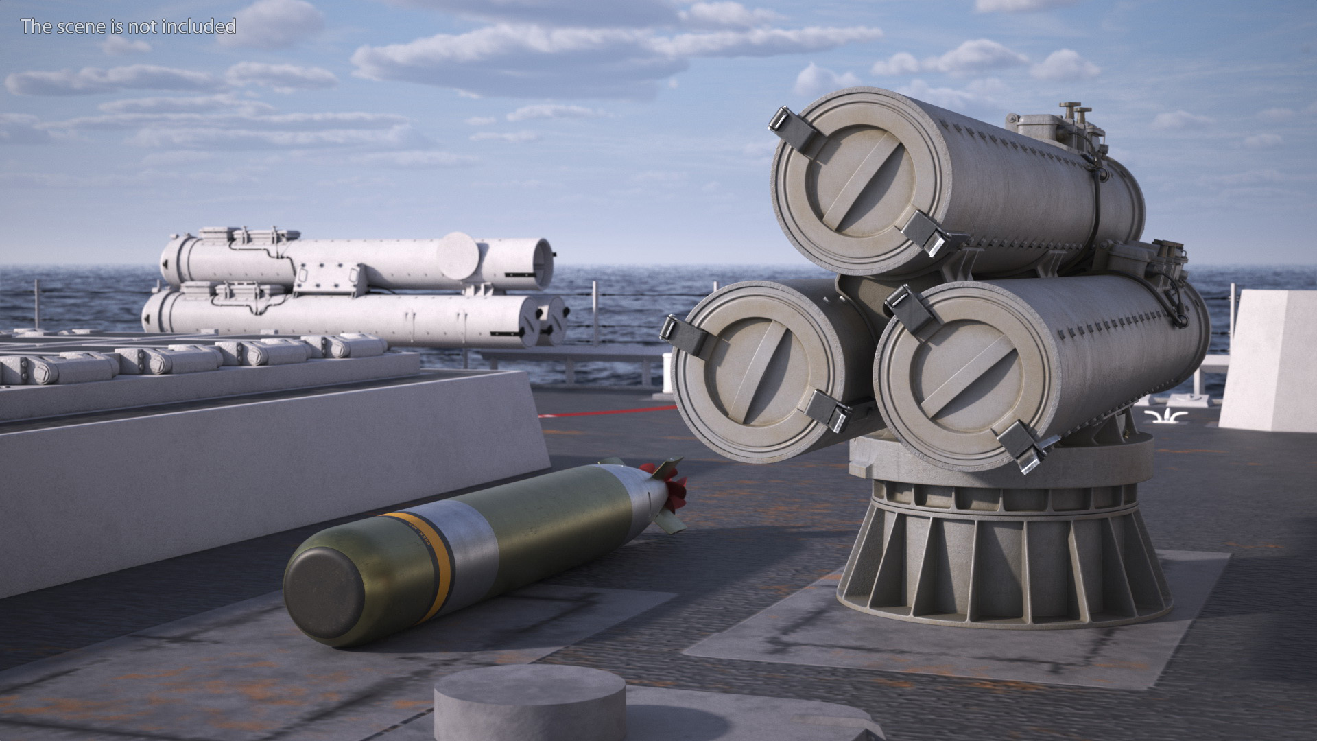 3D Submarine Torpedo Mark 46 and Launch System Mark 32