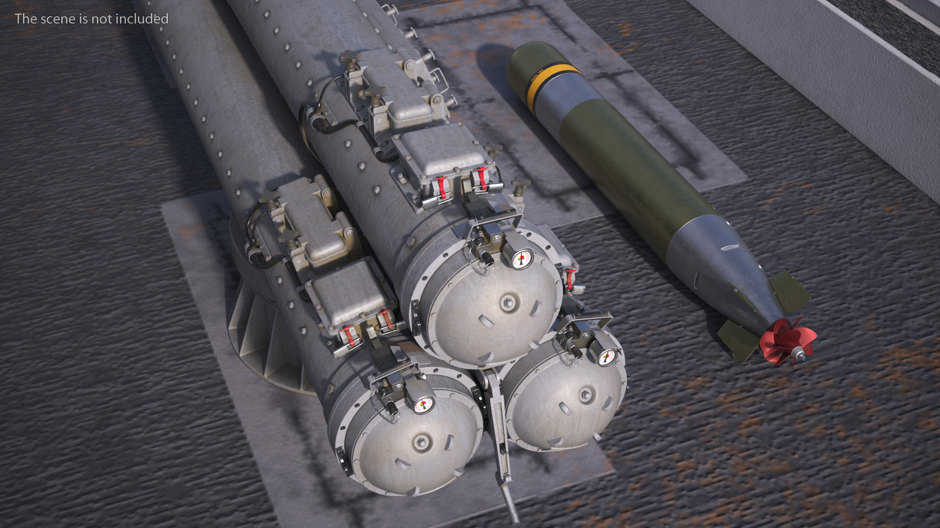 3D Submarine Torpedo Mark 46 and Launch System Mark 32