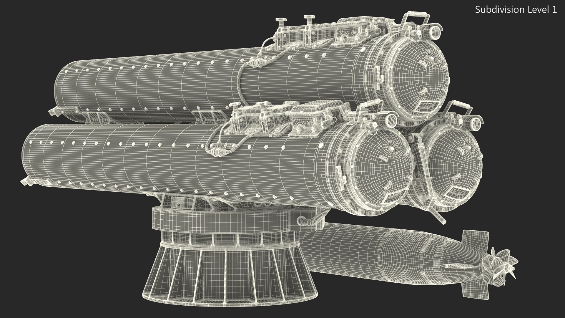 3D Submarine Torpedo Mark 46 and Launch System Mark 32