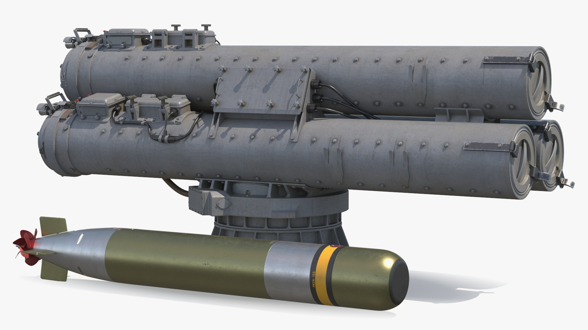 3D Submarine Torpedo Mark 46 and Launch System Mark 32