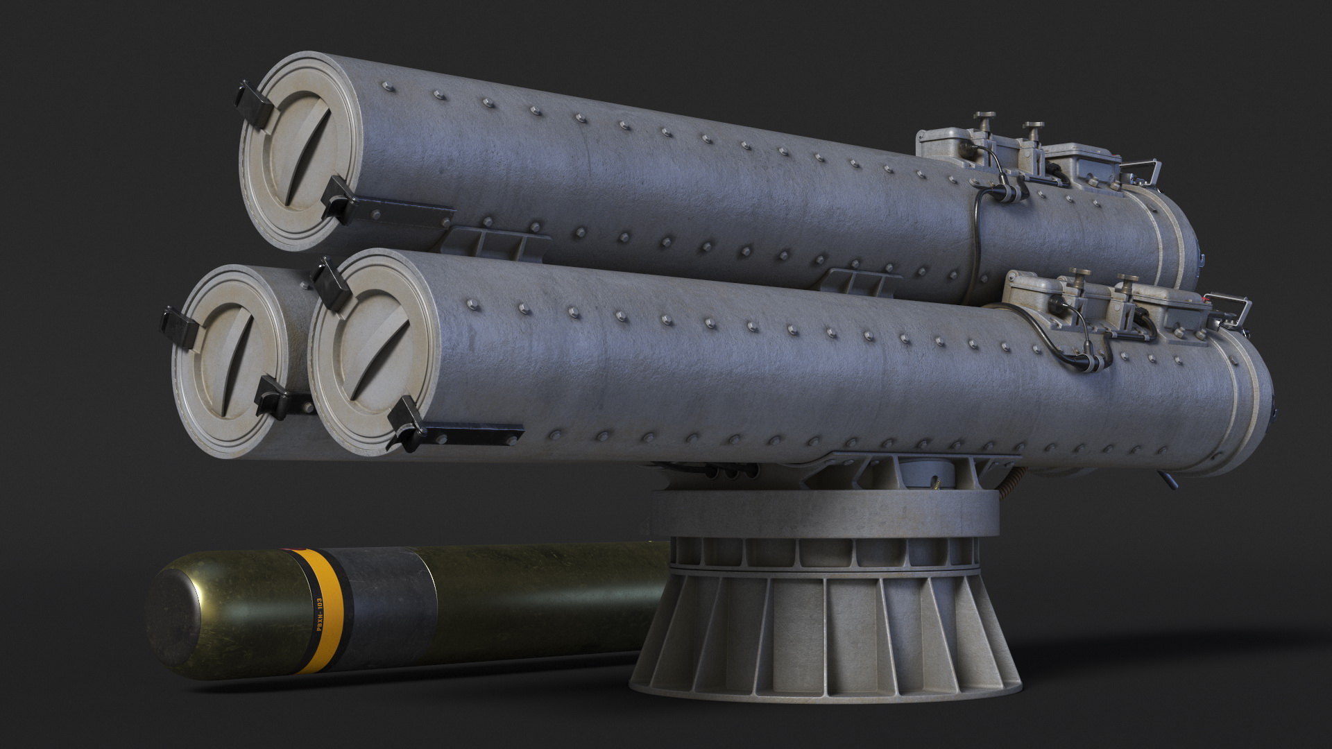 3D Submarine Torpedo Mark 46 and Launch System Mark 32