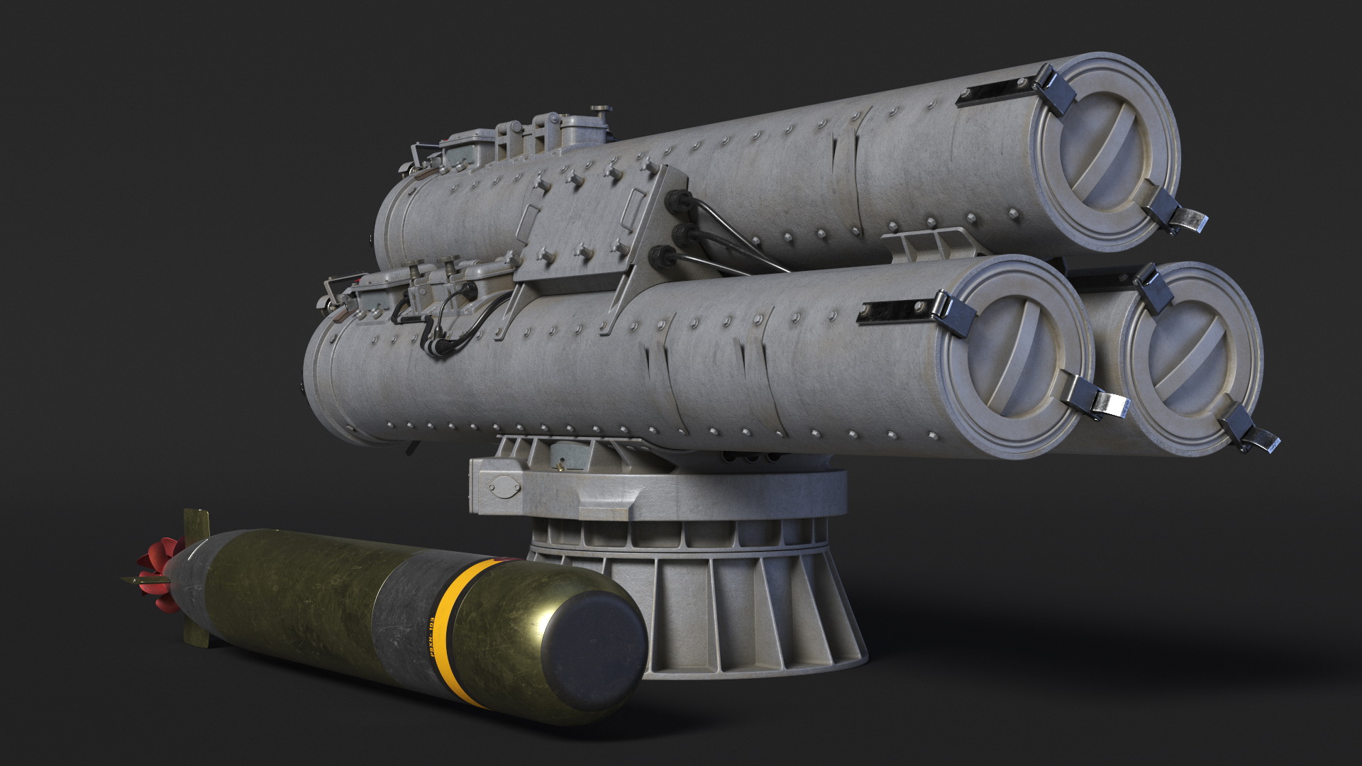 3D Submarine Torpedo Mark 46 and Launch System Mark 32
