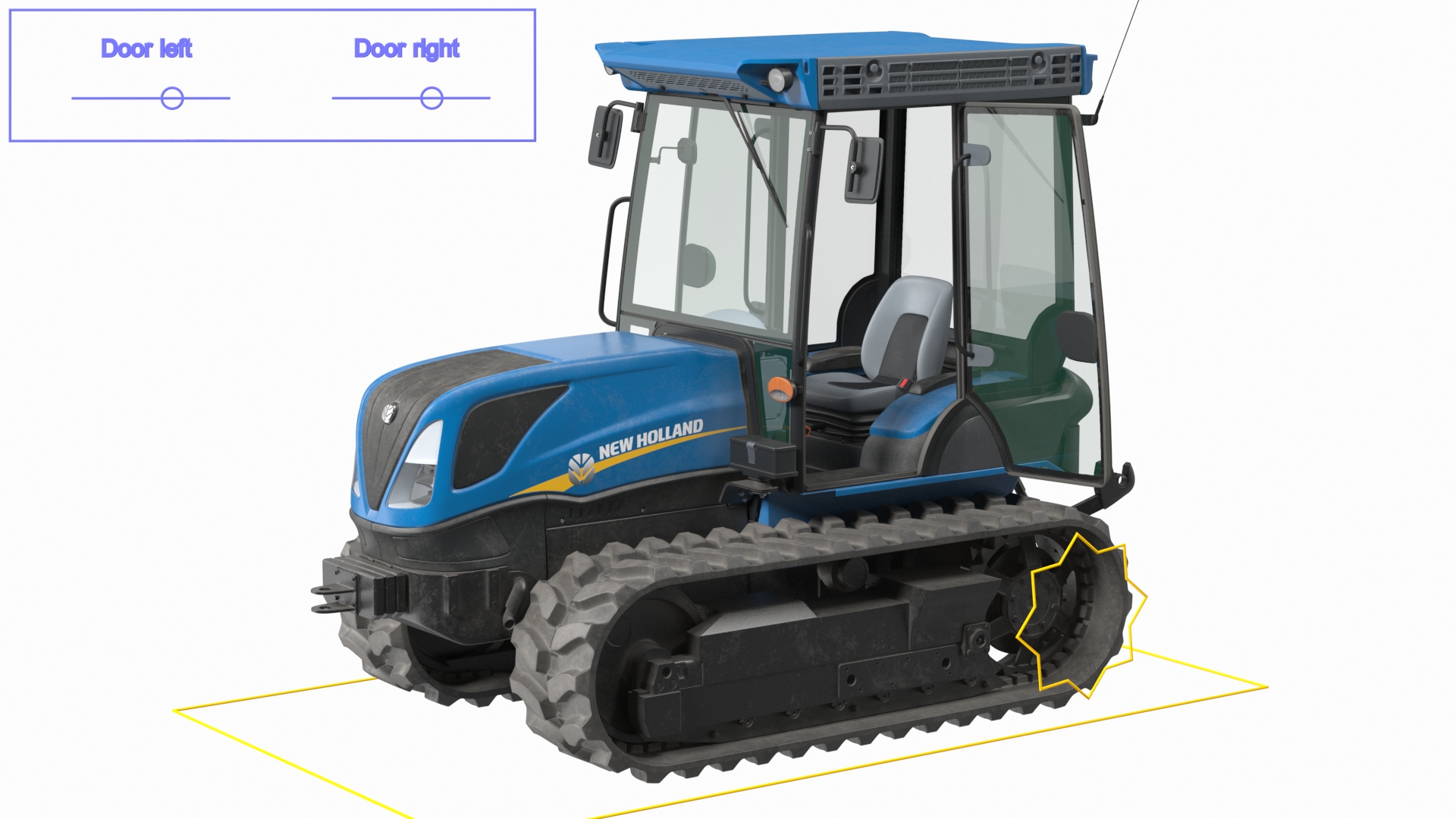 New Holland TK4 Crawler Cabin Dirty Rigged 3D