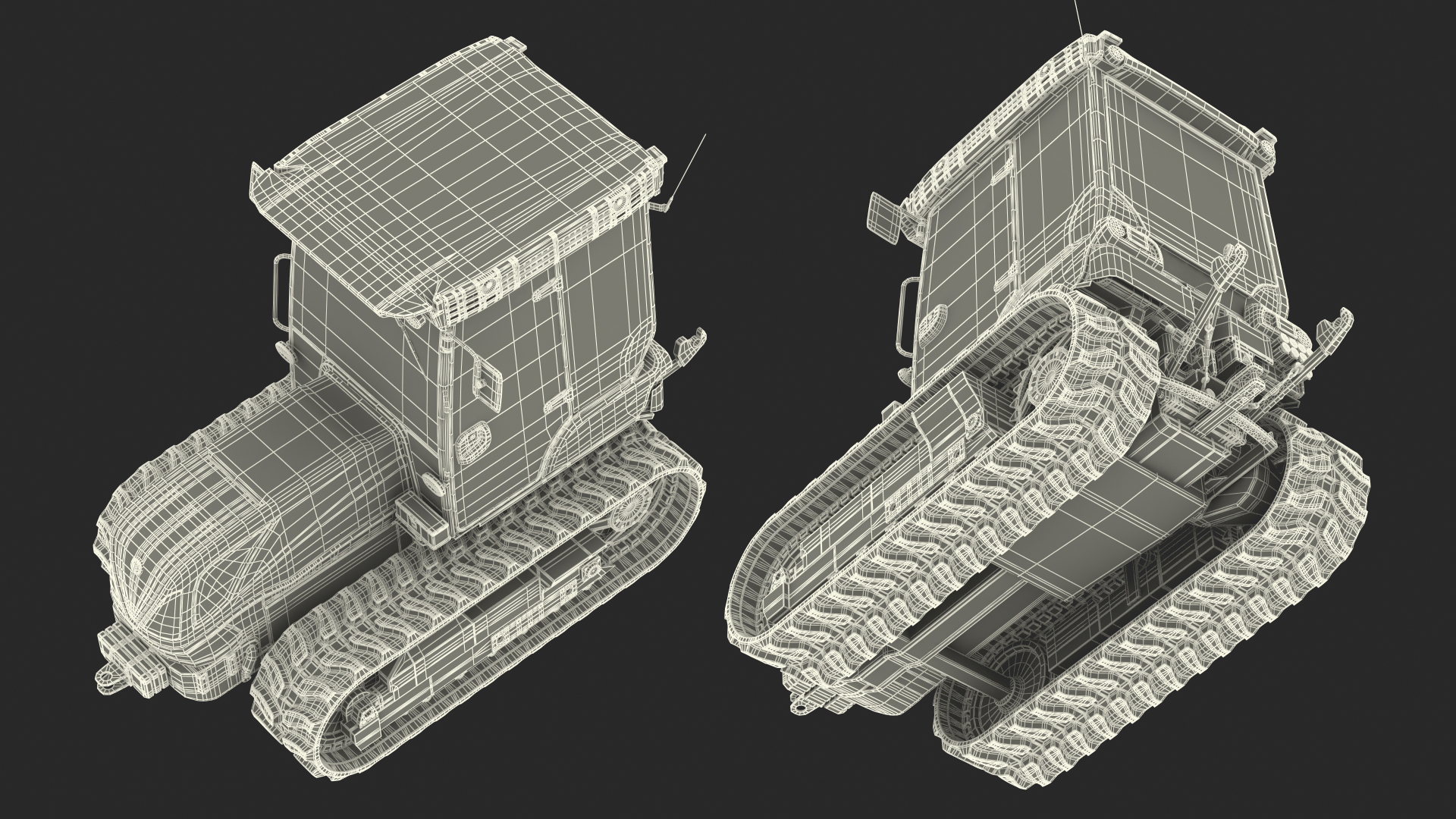 New Holland TK4 Crawler Cabin Dirty Rigged 3D