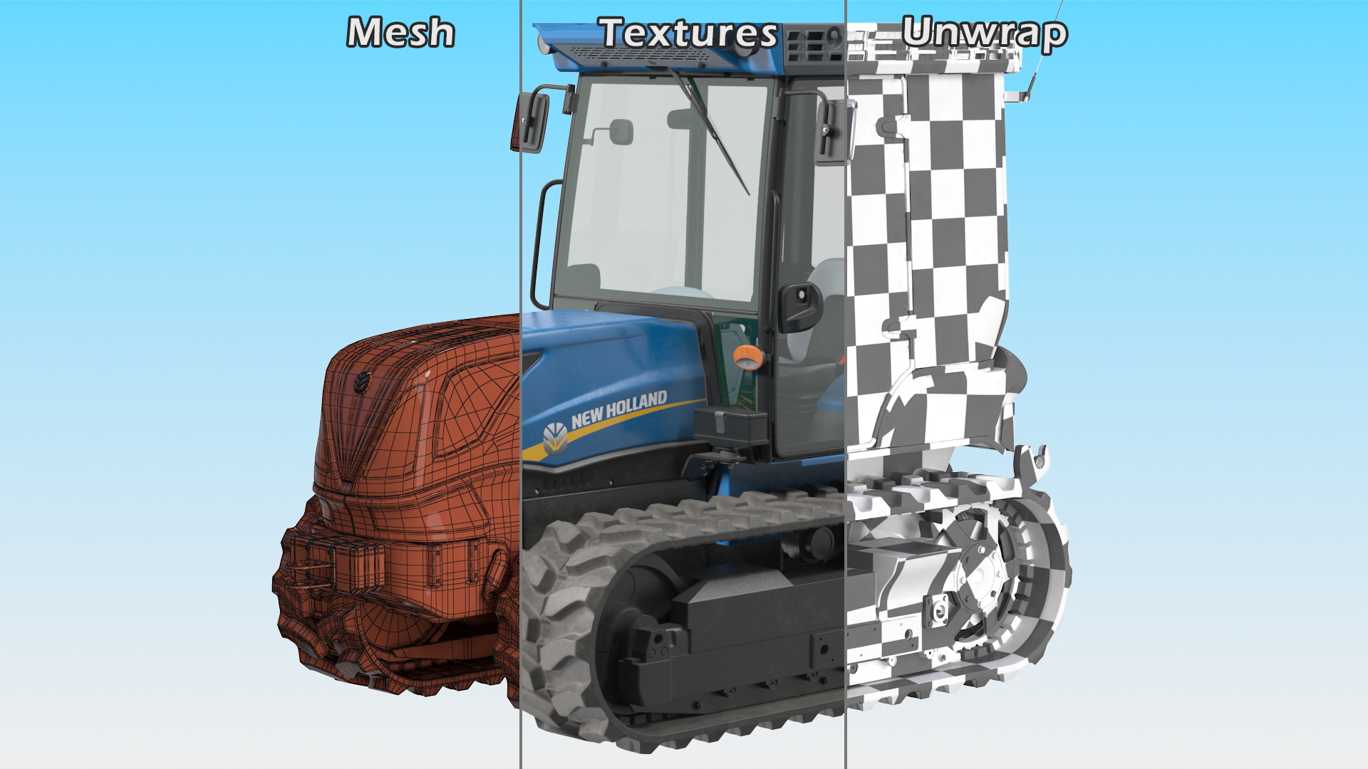 New Holland TK4 Crawler Cabin Dirty Rigged 3D