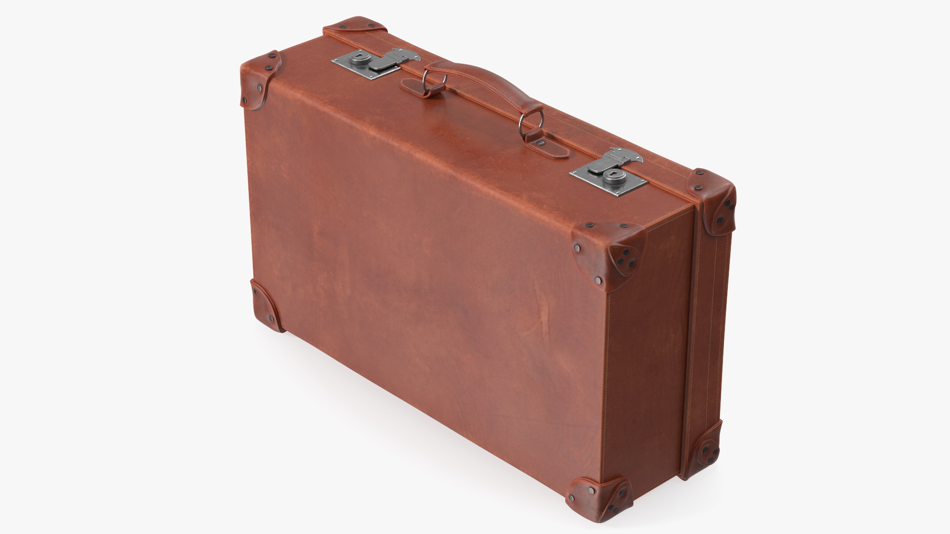 Vintage Leather Suitcase Medium Brown 3D