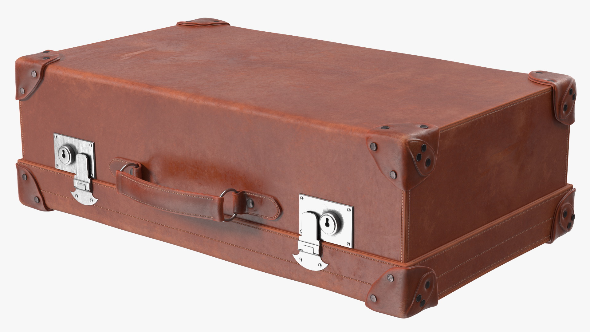Vintage Leather Suitcase Medium Brown 3D