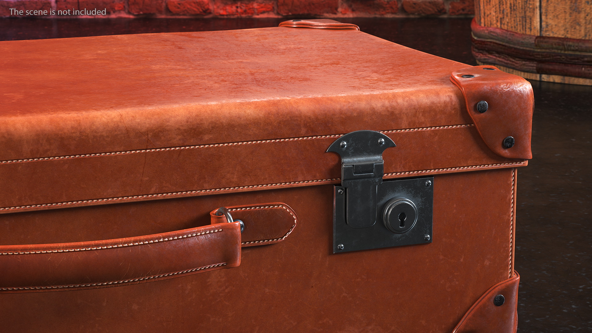 Vintage Leather Suitcase Medium Brown 3D