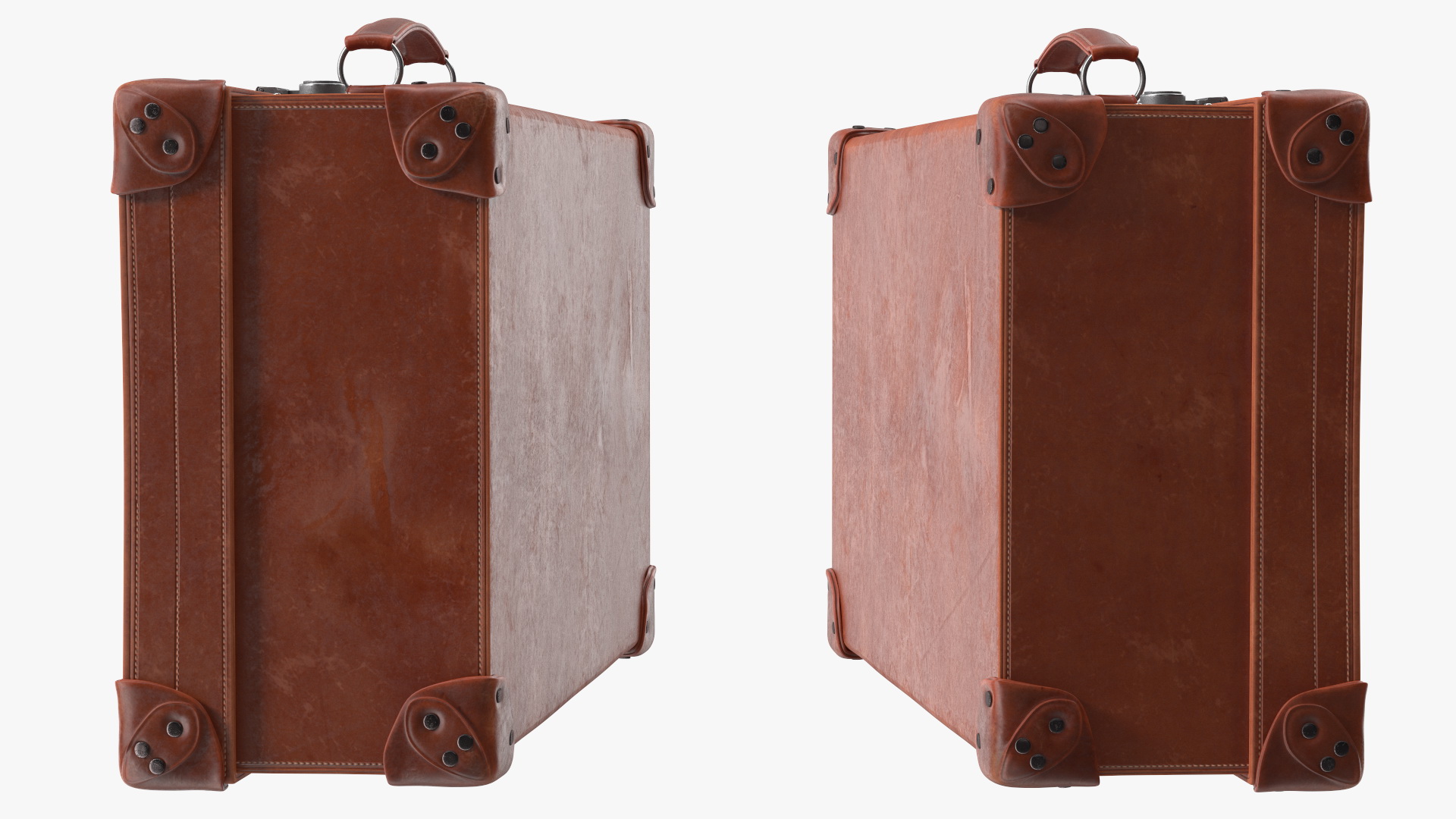 Vintage Leather Suitcase Medium Brown 3D