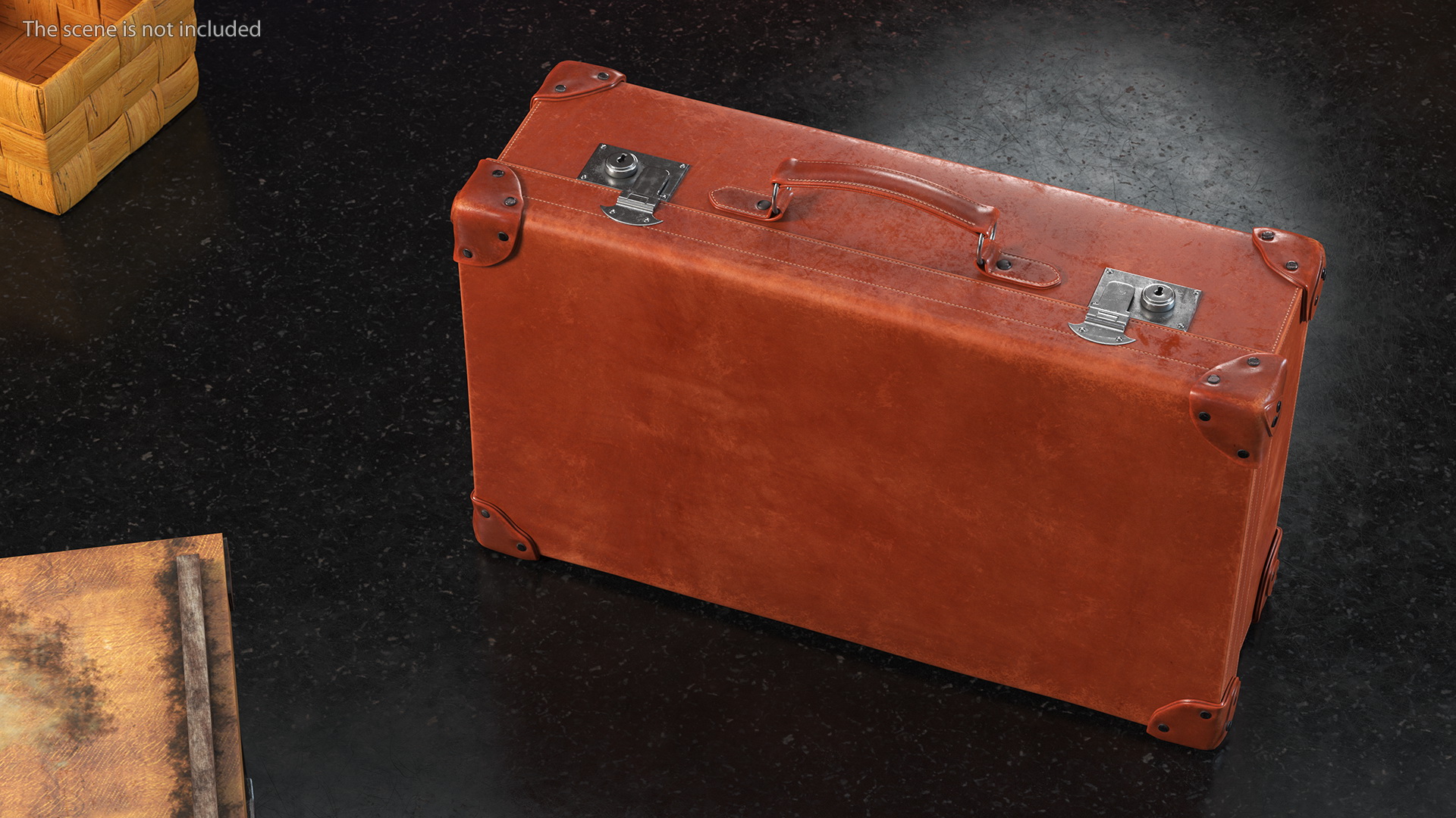 Vintage Leather Suitcase Medium Brown 3D