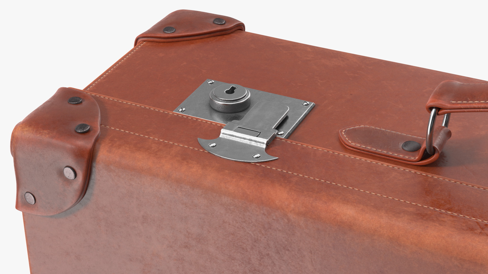 Vintage Leather Suitcase Medium Brown 3D