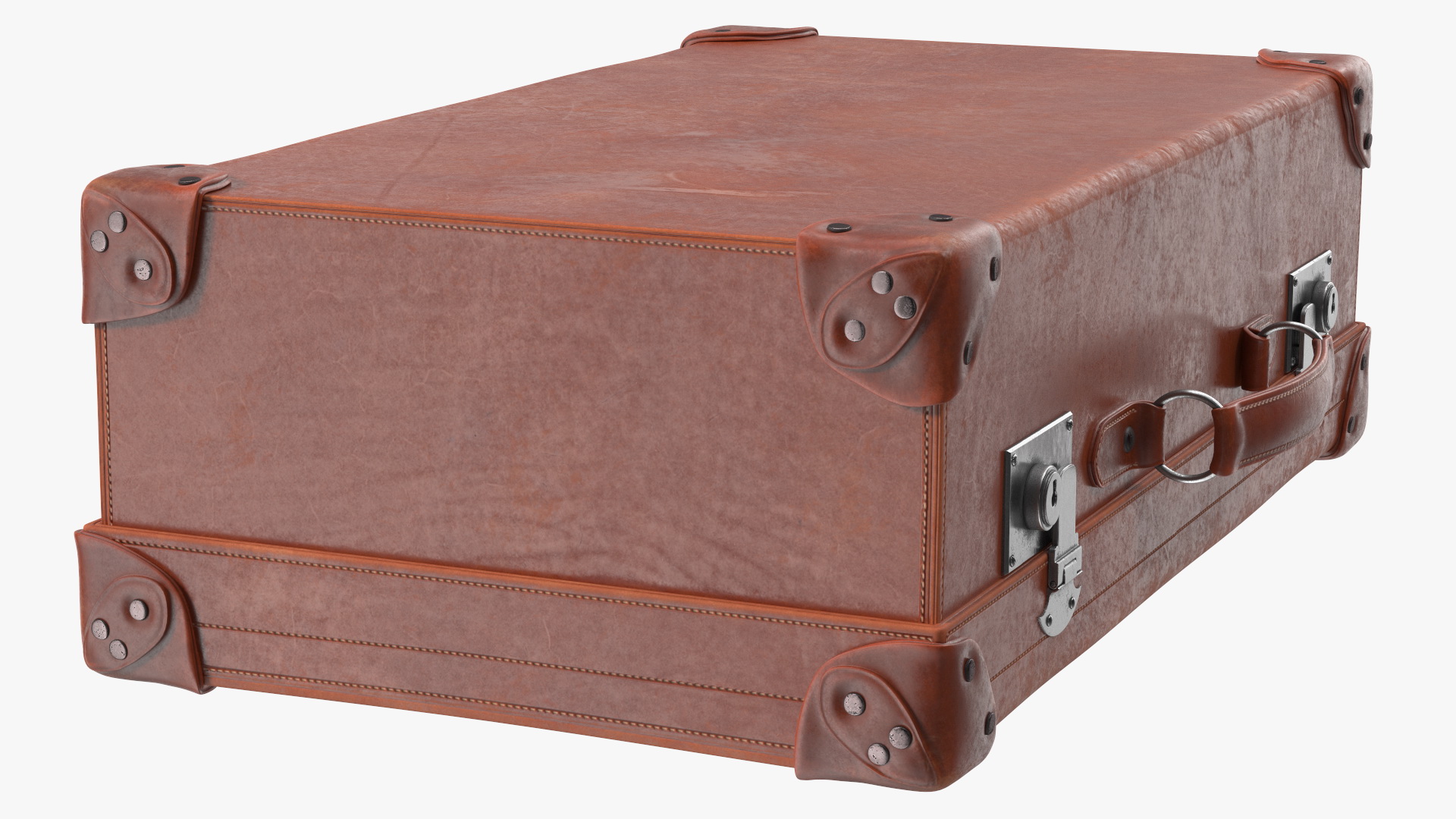 Vintage Leather Suitcase Medium Brown 3D