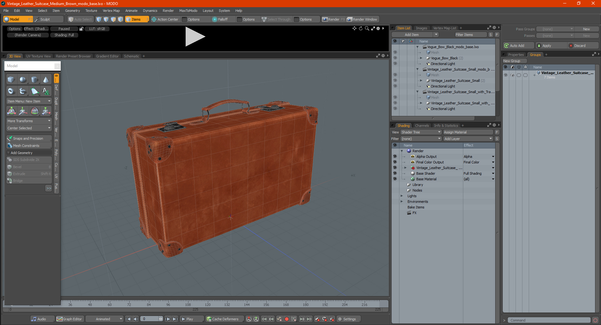 Vintage Leather Suitcase Medium Brown 3D