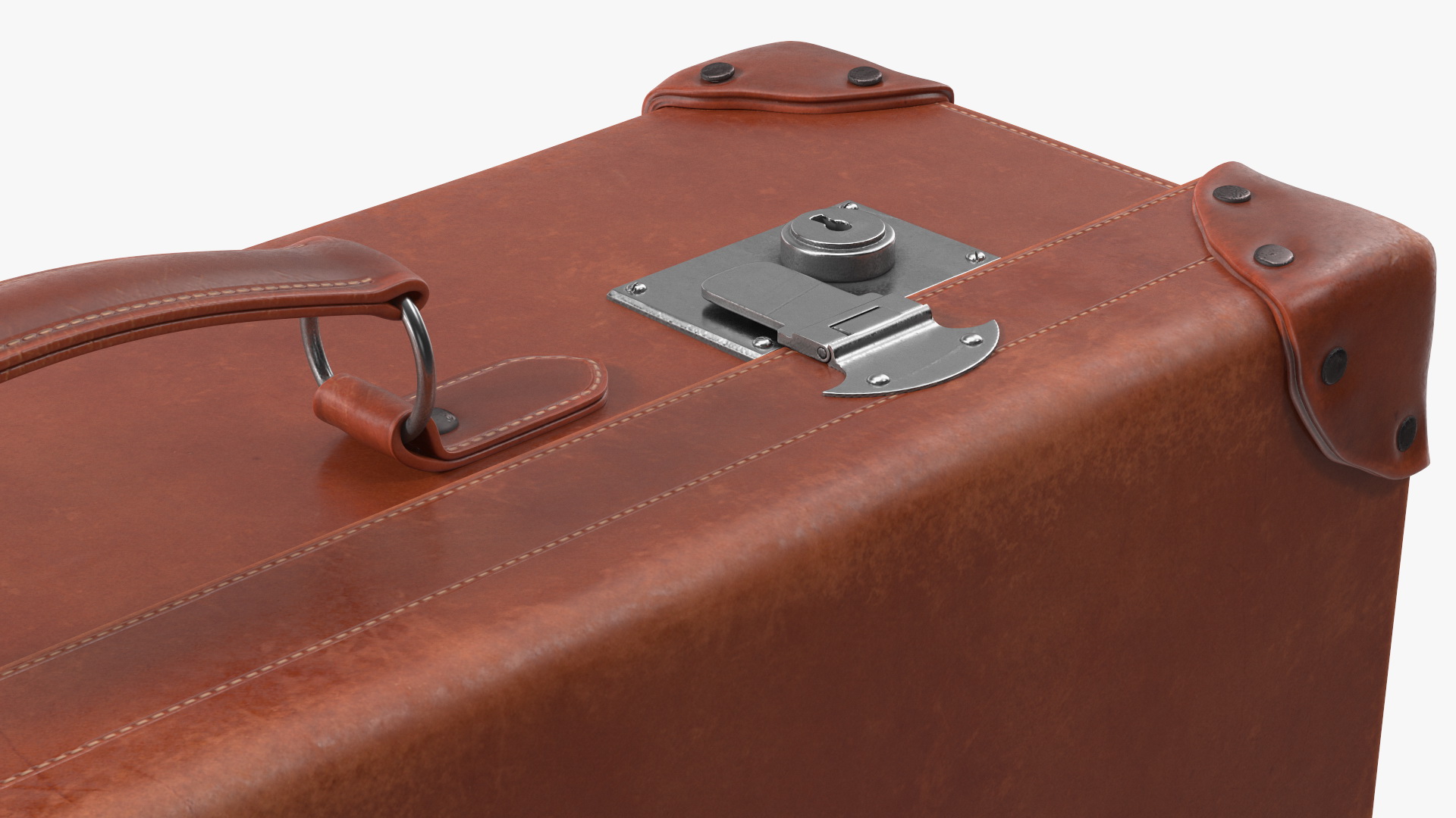 Vintage Leather Suitcase Medium Brown 3D