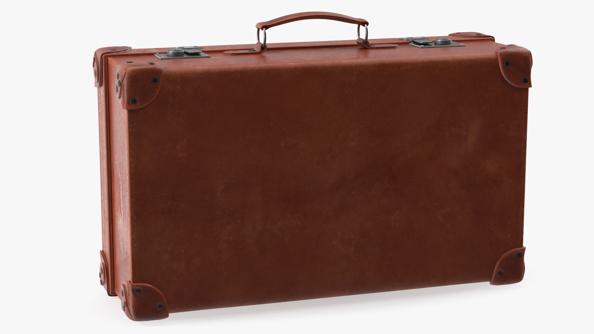 Vintage Leather Suitcase Medium Brown 3D