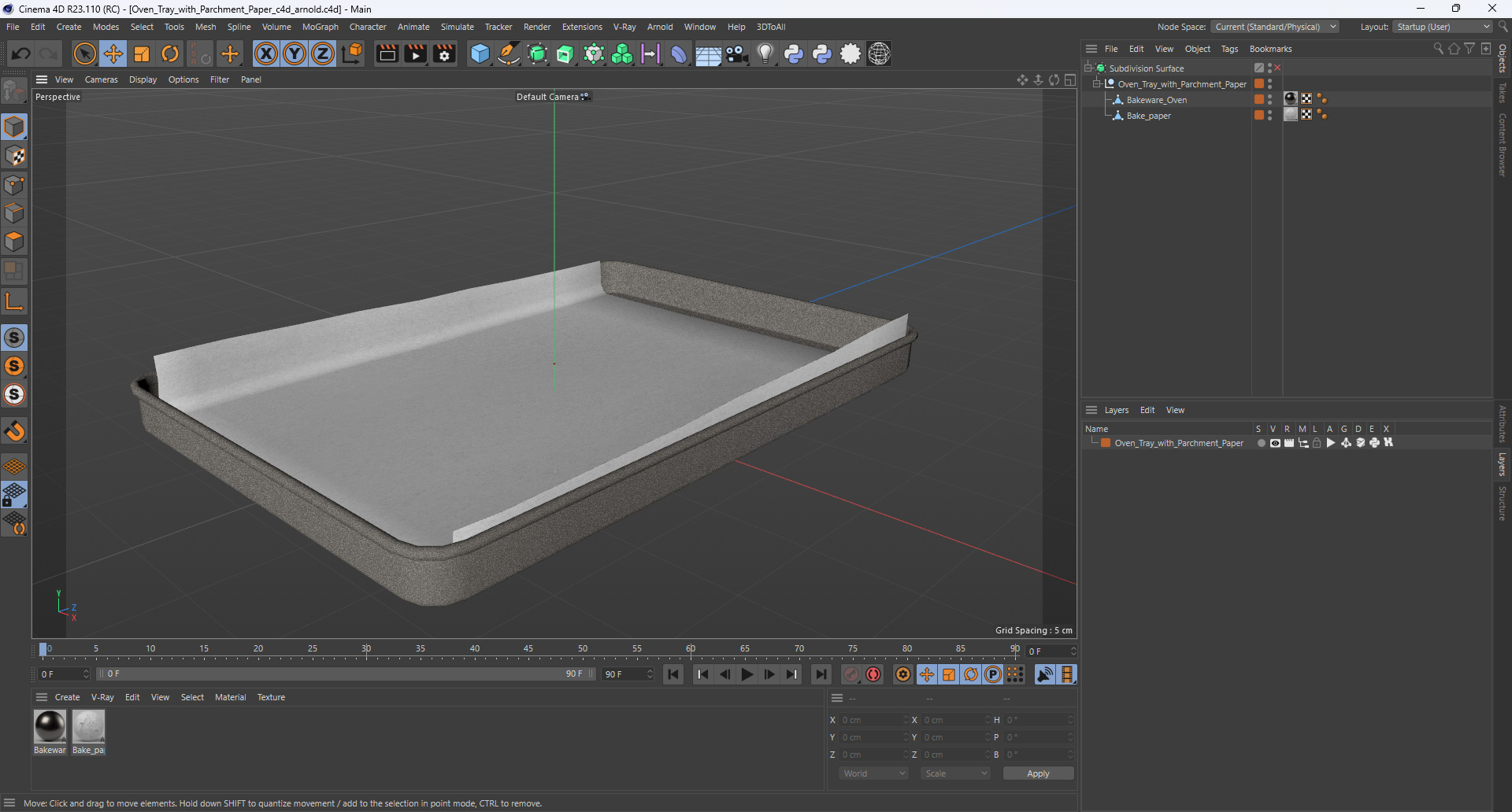 3D model Oven Tray with Parchment Paper