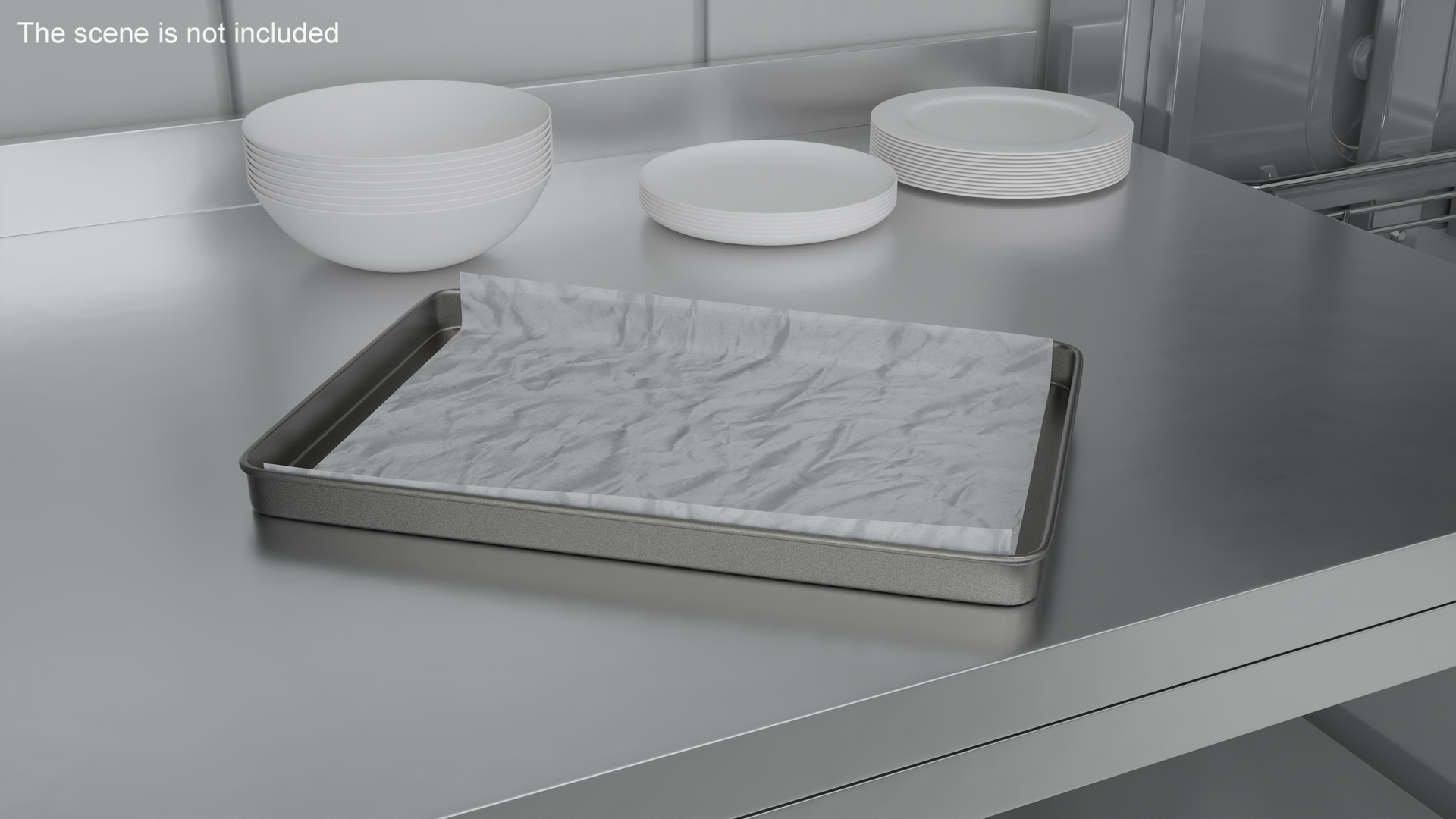 3D model Oven Tray with Parchment Paper