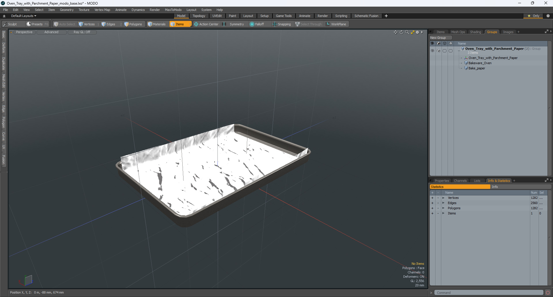 3D model Oven Tray with Parchment Paper