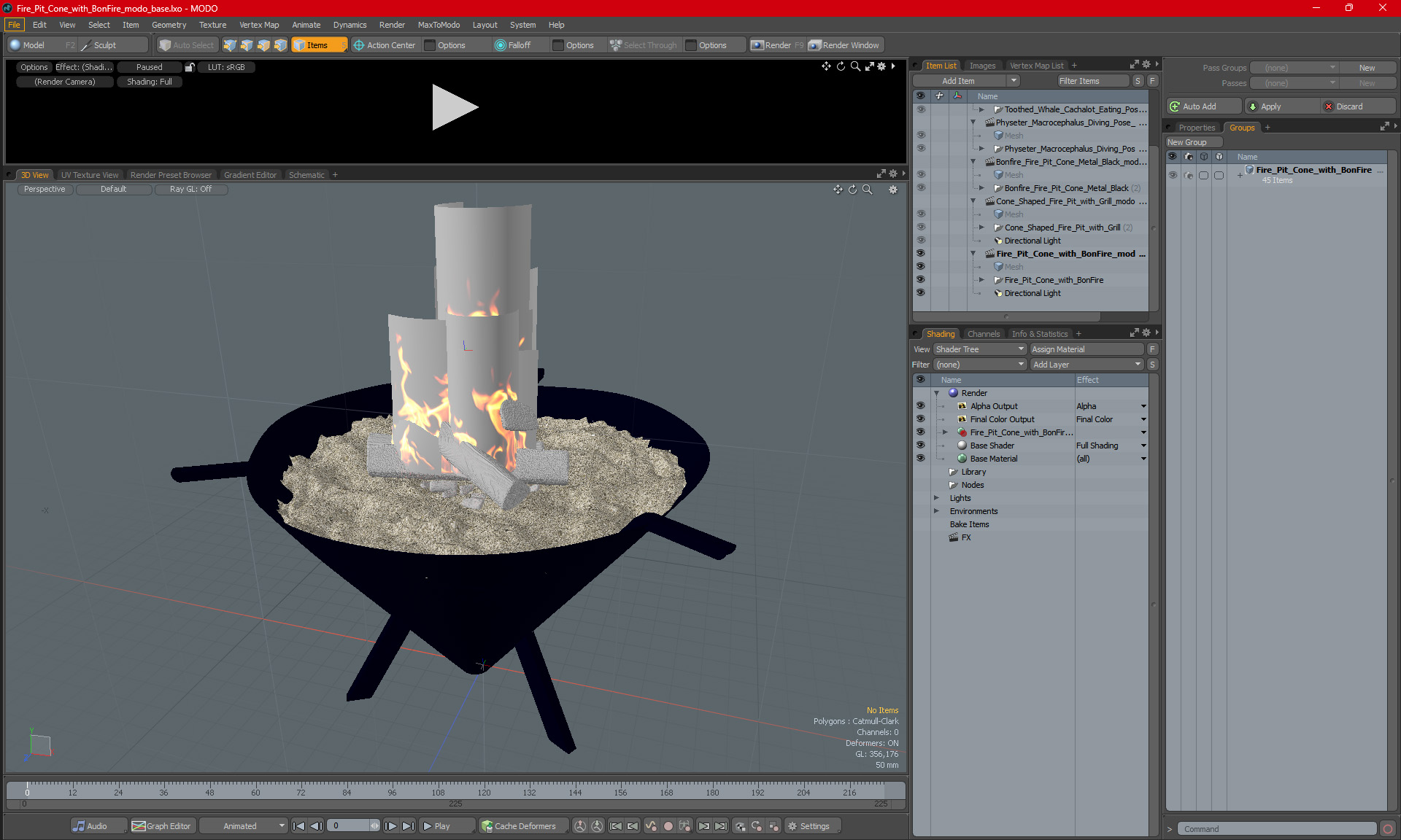 3D Fire Pit Cone with Bonfire