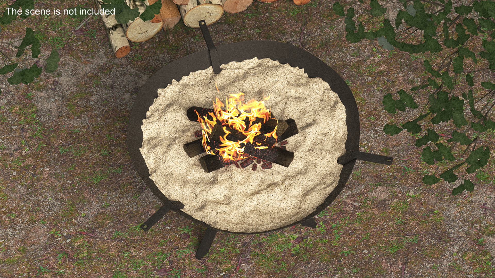 3D Fire Pit Cone with Bonfire
