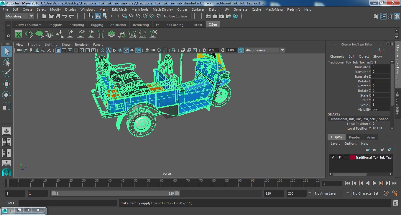 Traditional Tuk Tuk Taxi 3D model