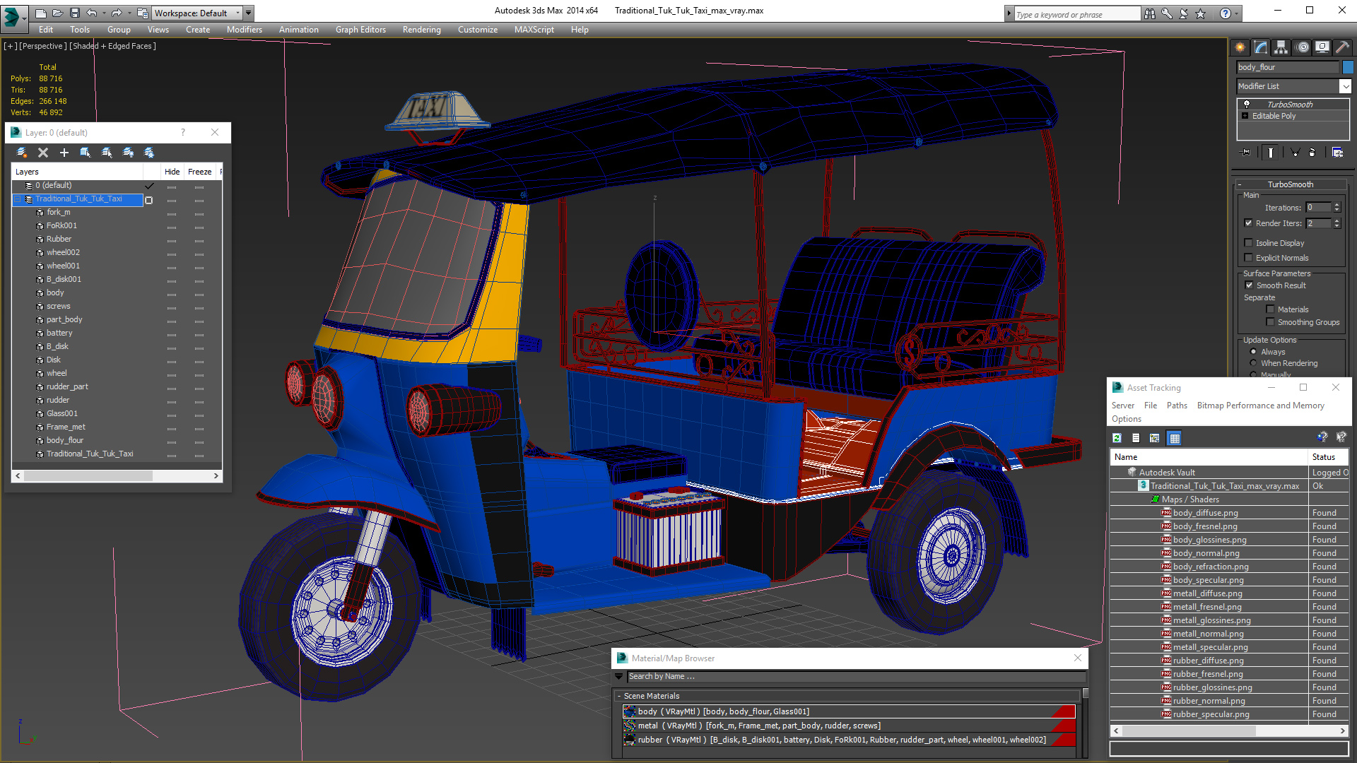 Traditional Tuk Tuk Taxi 3D model