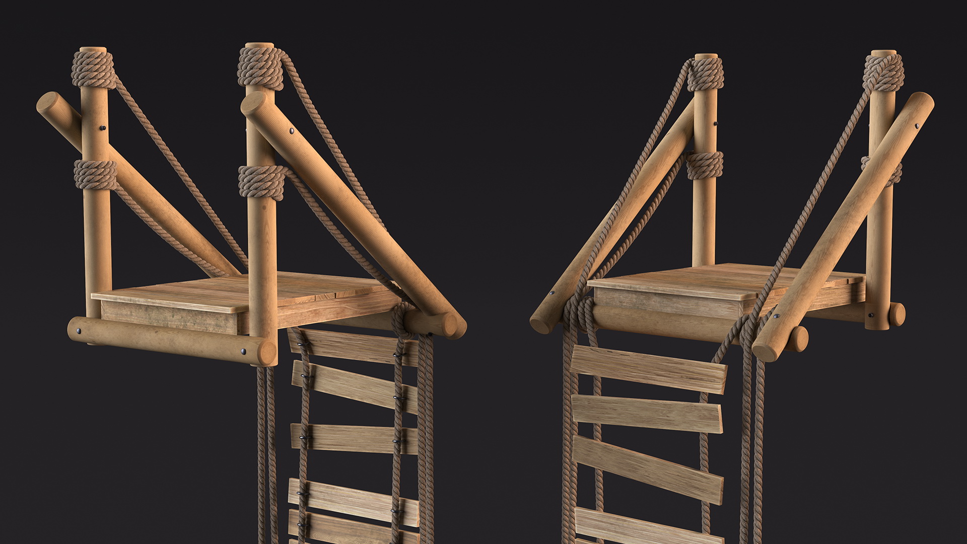Broken Rope Bridge Fur 3D