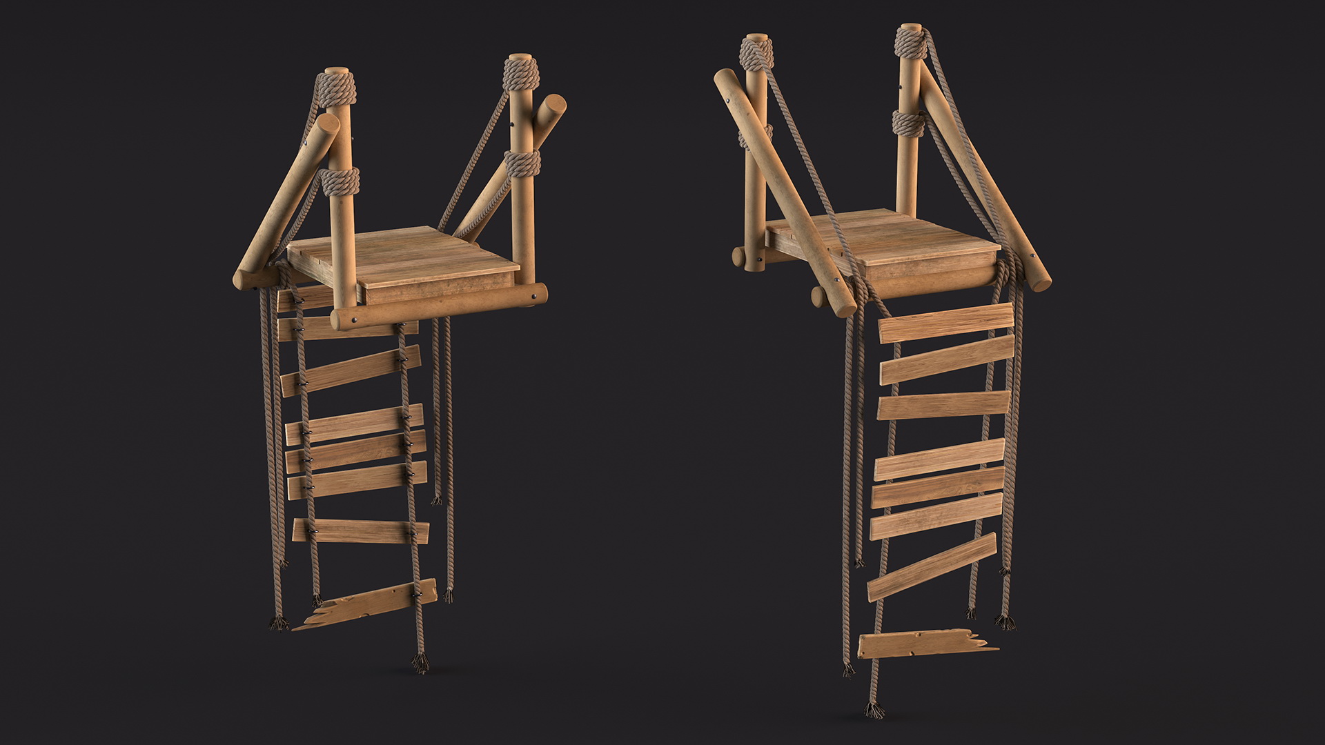 Broken Rope Bridge Fur 3D