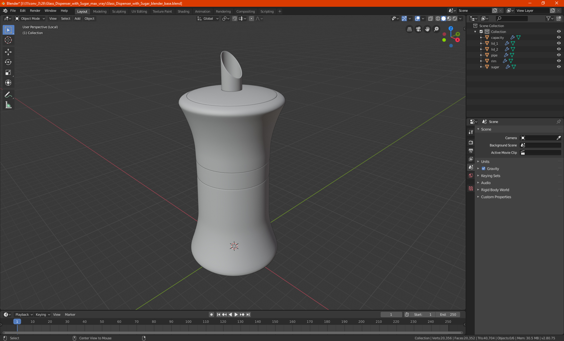3D Glass Dispenser with Sugar