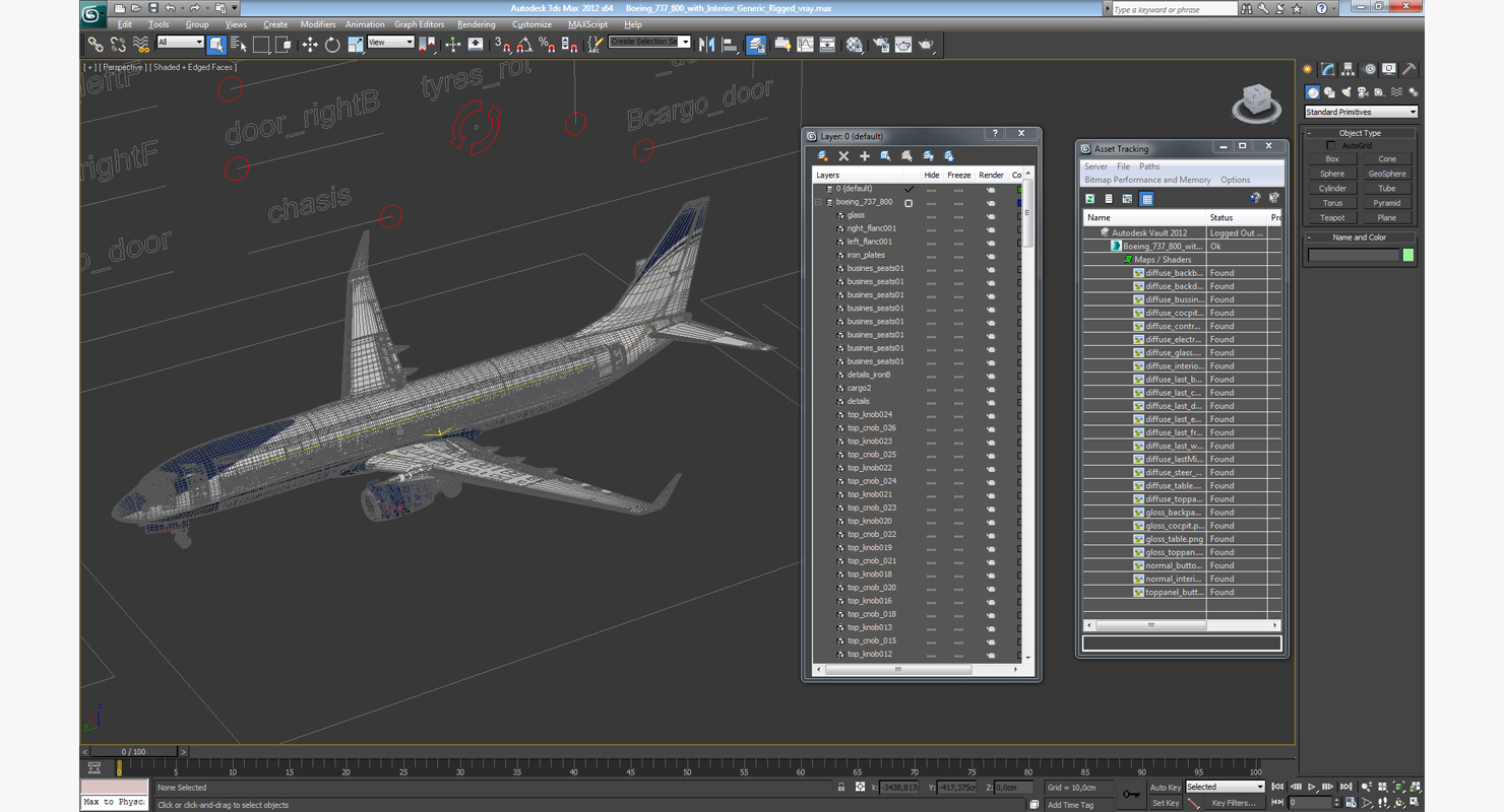 3D Boeing 737 800 with Interior Generic Rigged model
