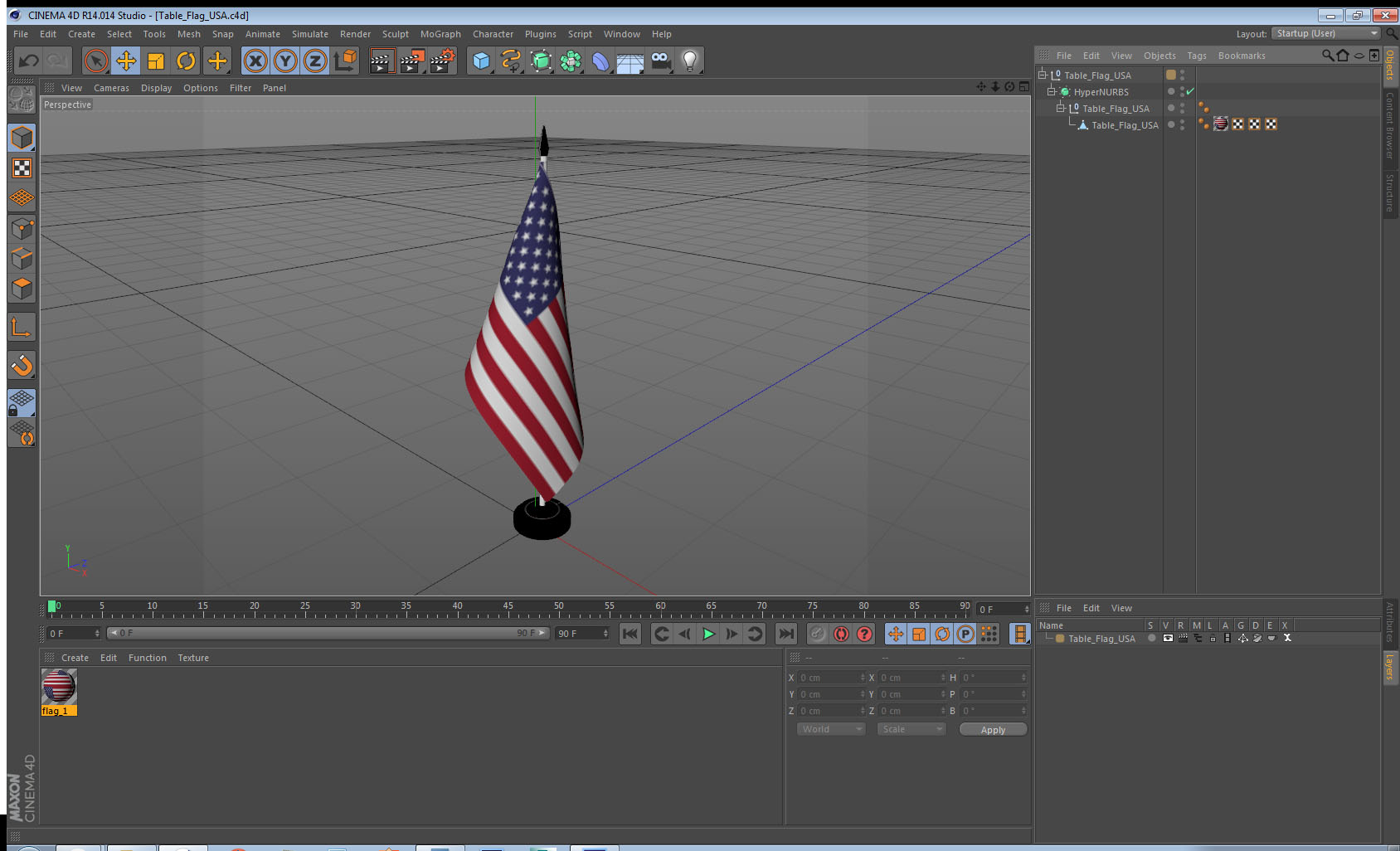 Table Flag USA 3D model