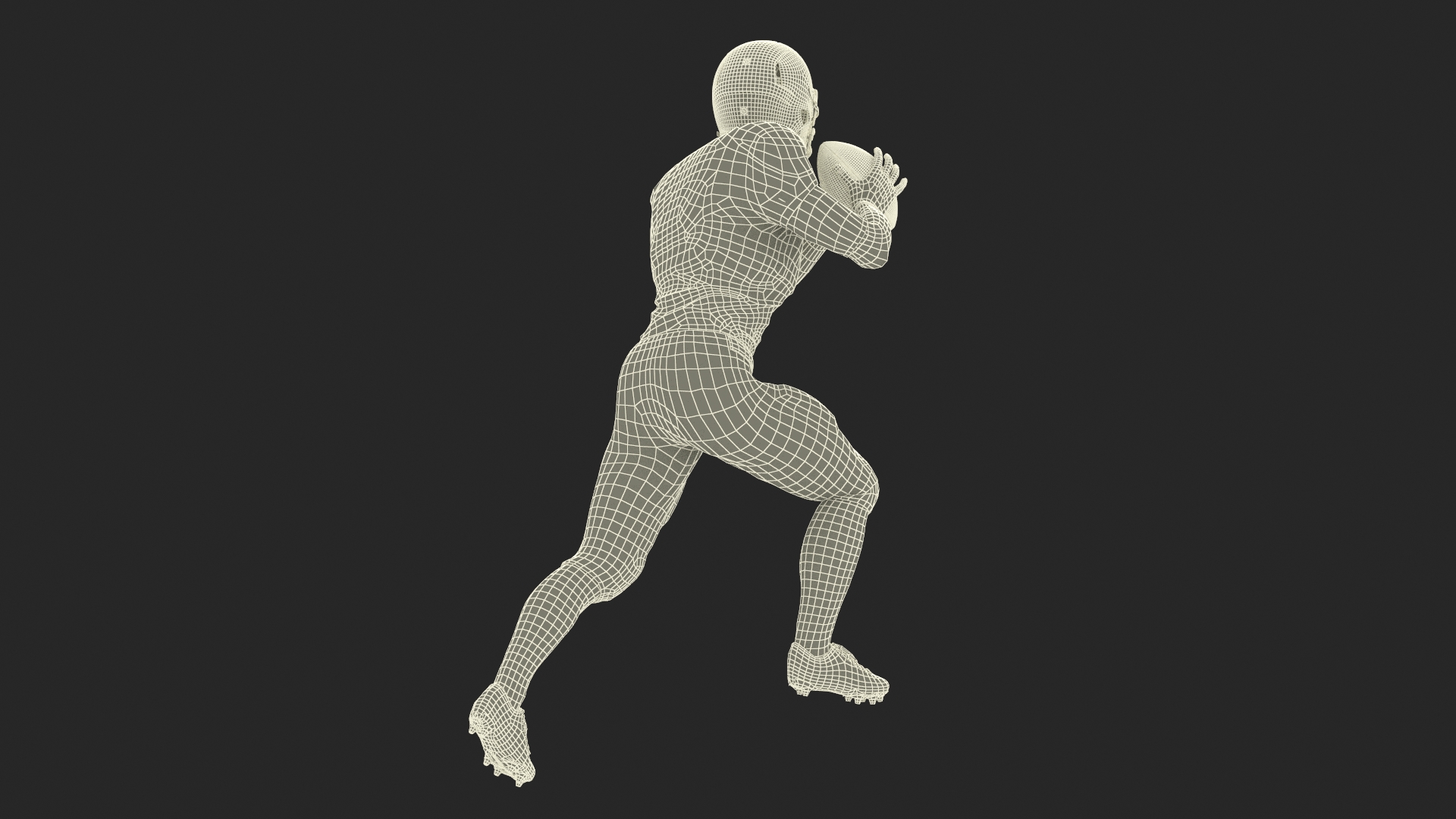 3D model Black Man American Football Player White Uniform Running The Ball