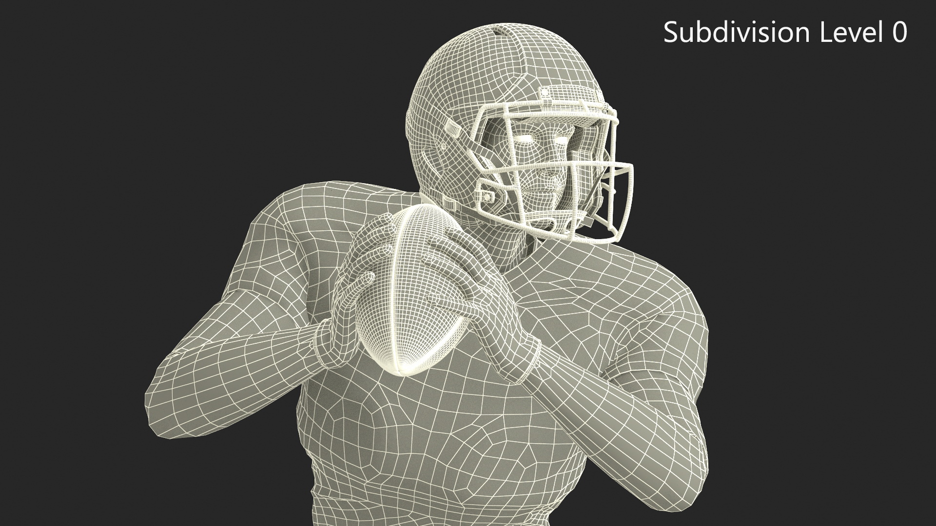 3D model Black Man American Football Player White Uniform Running The Ball