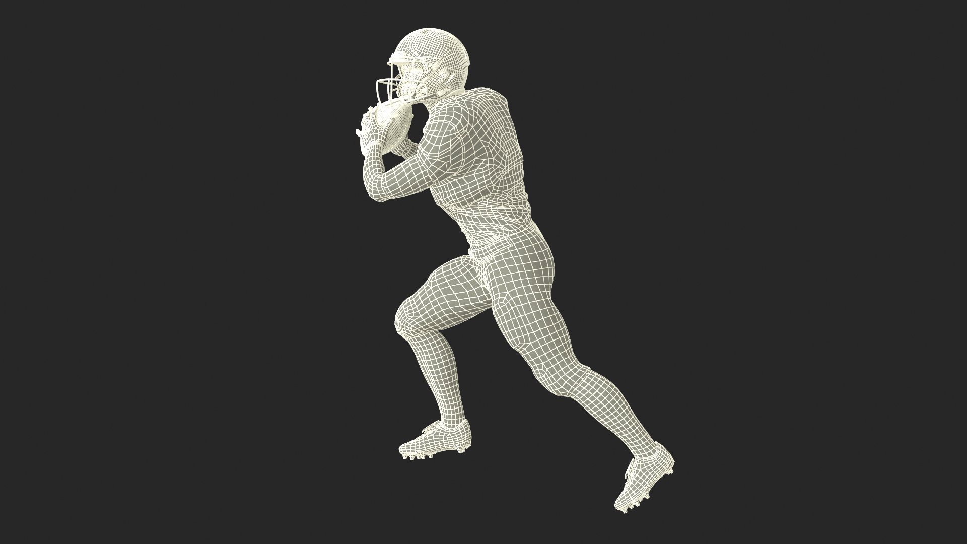 3D model Black Man American Football Player White Uniform Running The Ball
