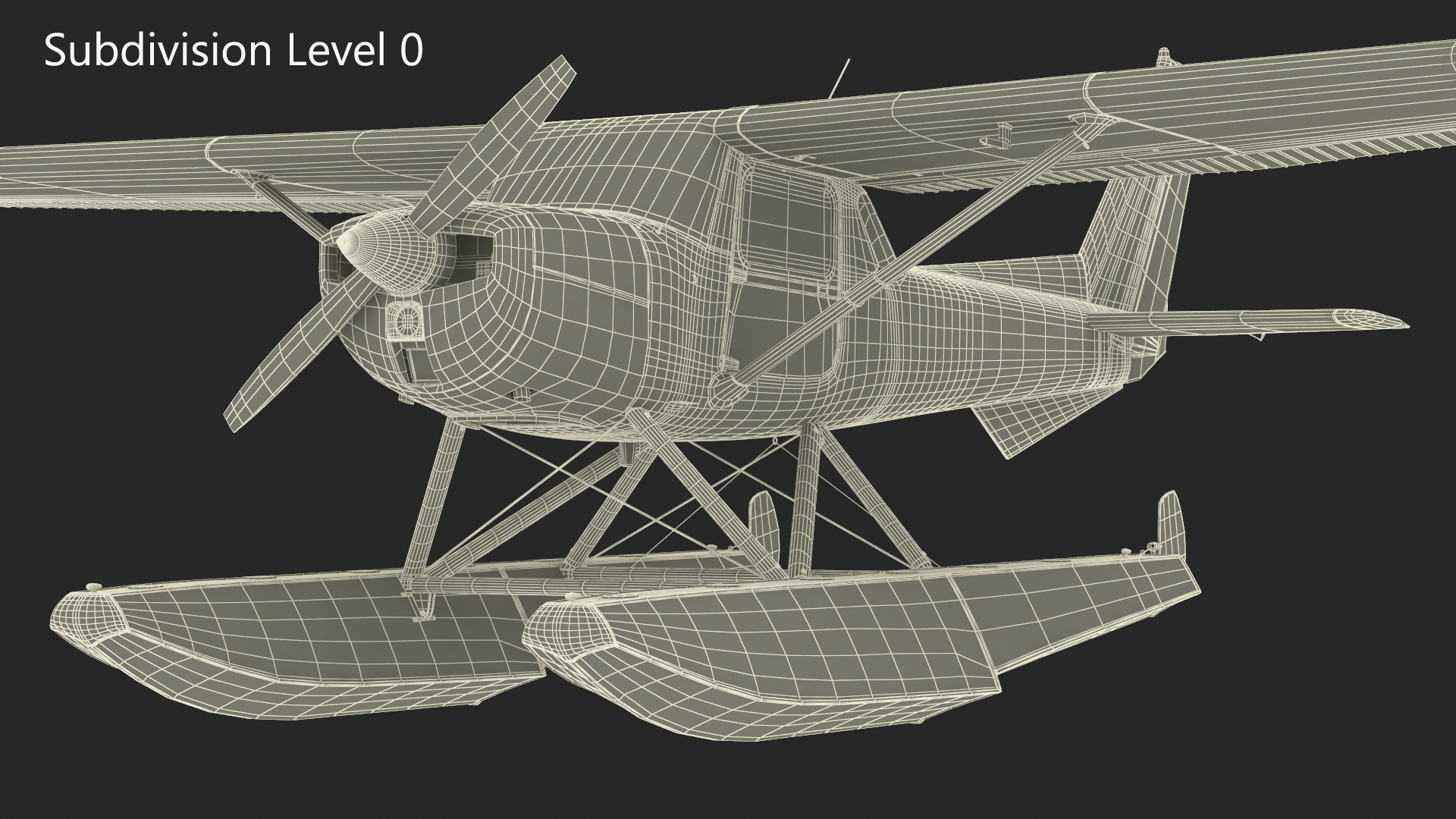 Cessna 150 Seaplane on Floats 3D model