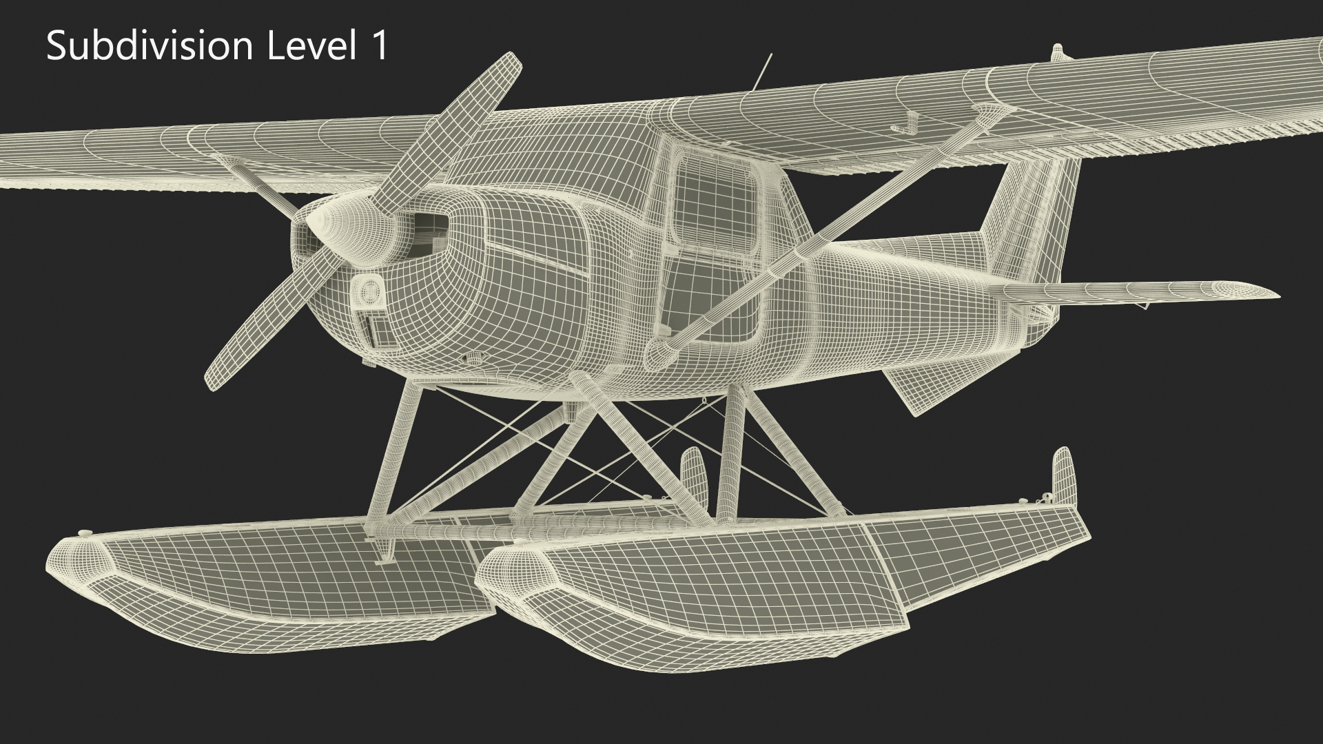 Cessna 150 Seaplane on Floats 3D model