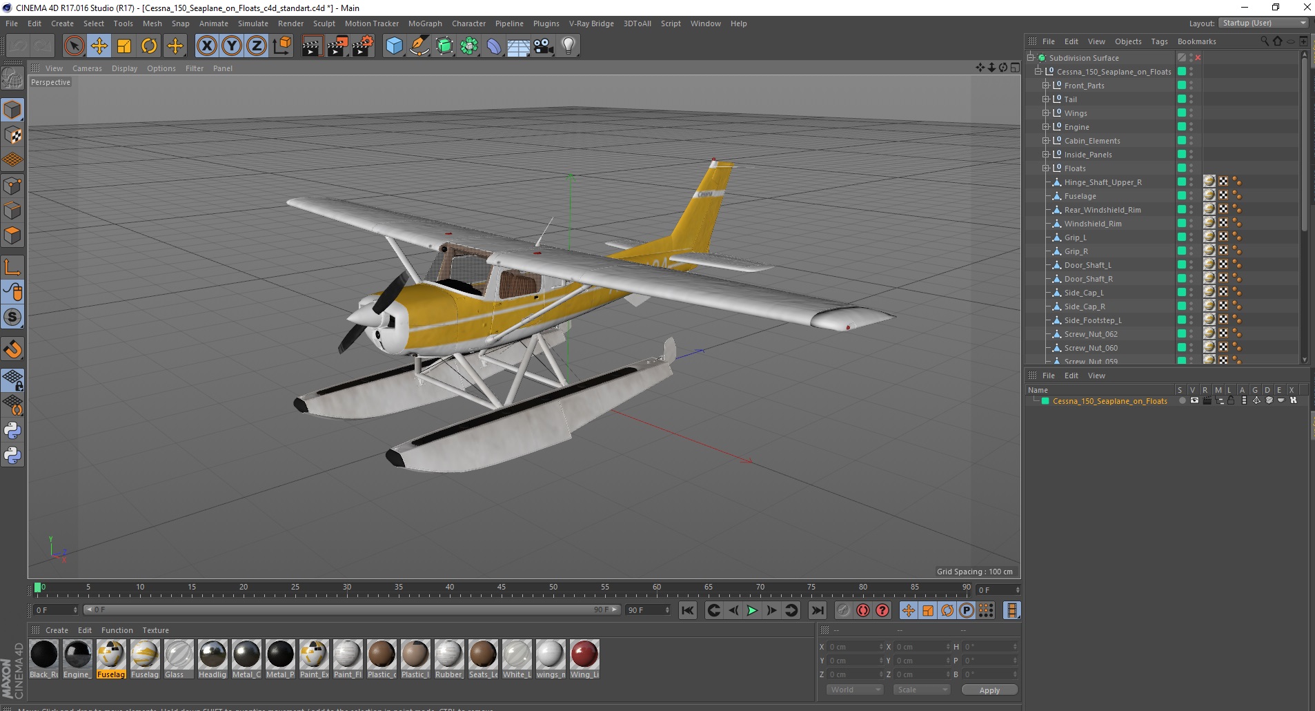 Cessna 150 Seaplane on Floats 3D model